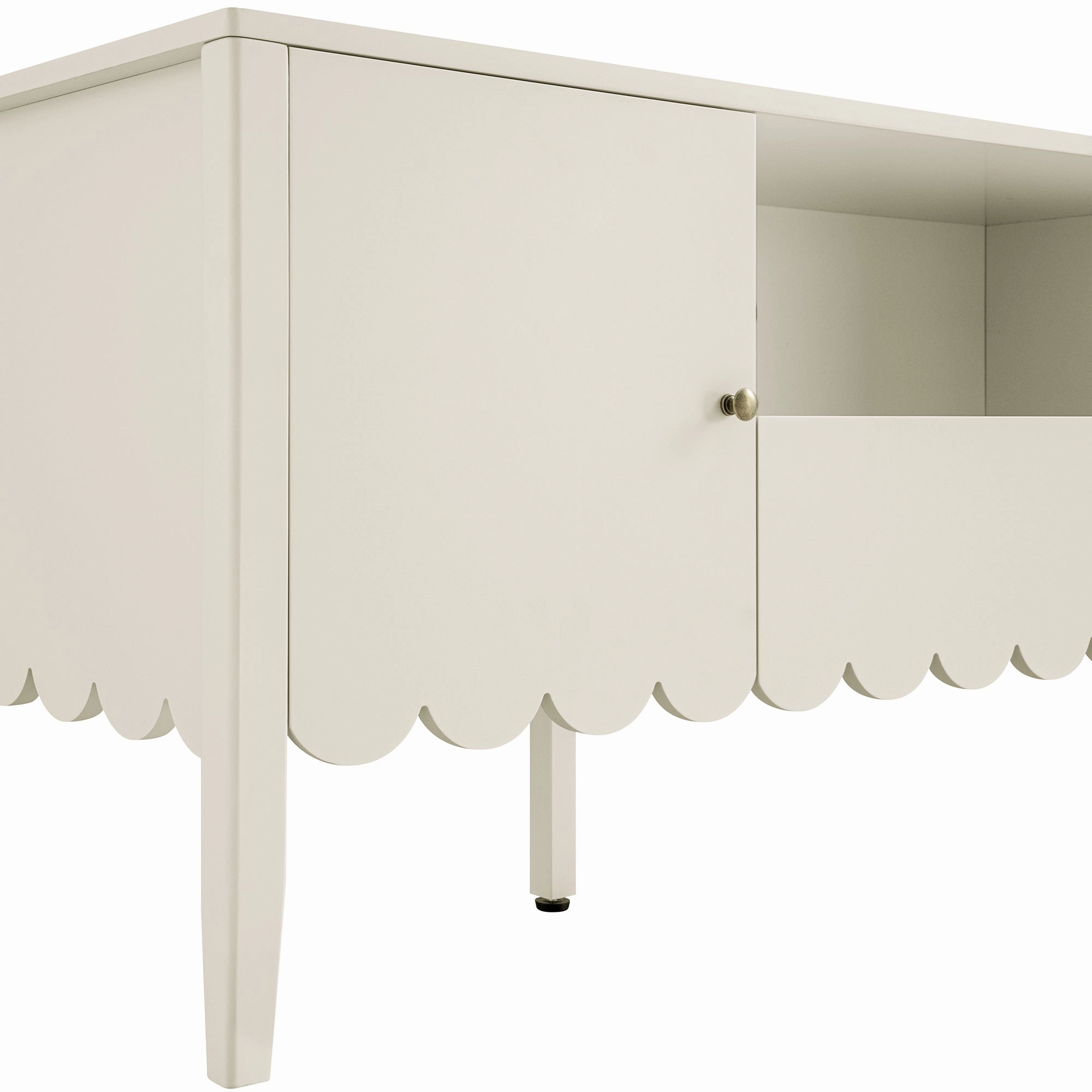 Henley Scalloped Edge 150cm Wide TV Unit, Light Sand