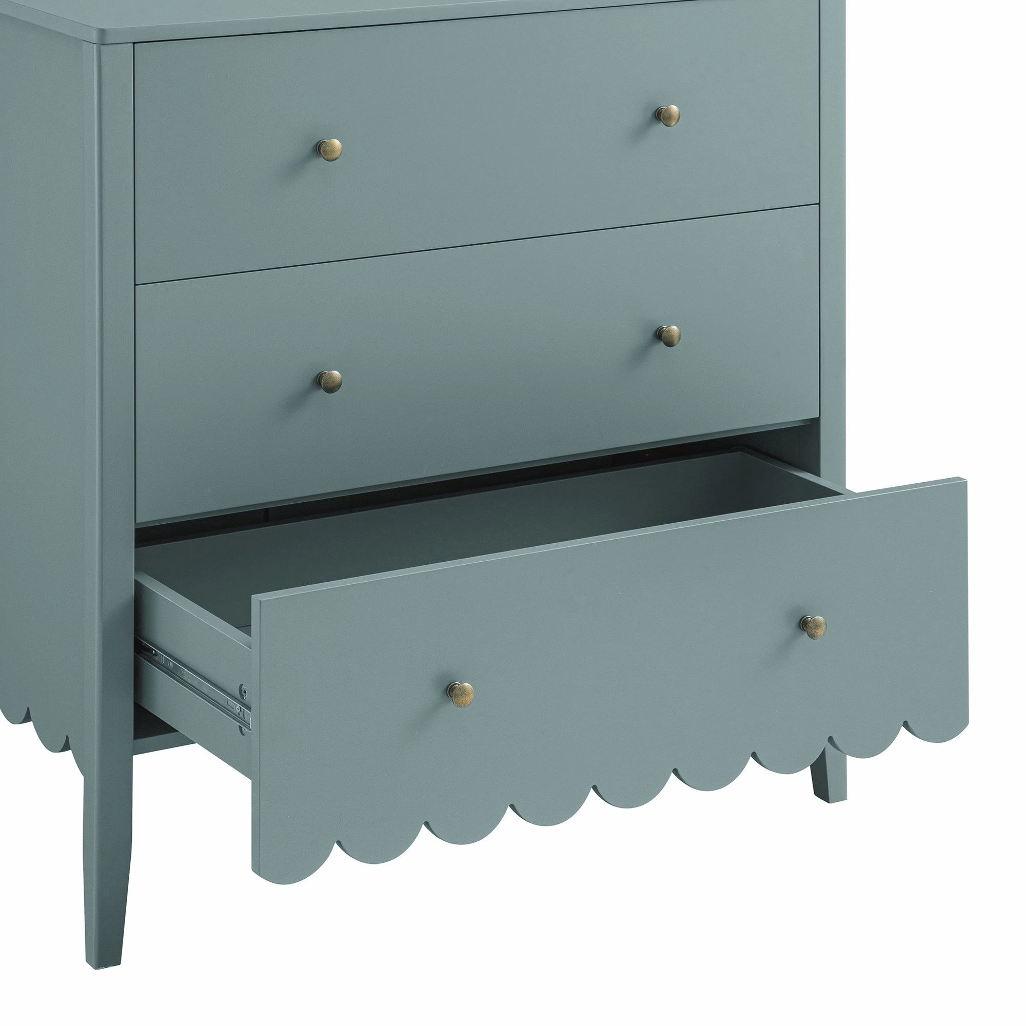Henley Scalloped Edge 3 Drawer Chest, Blue Spruce