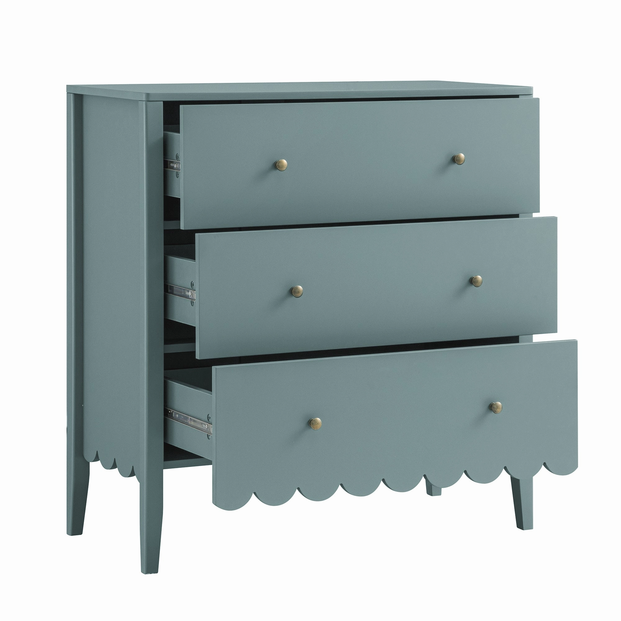 Henley Scalloped Edge 3 Drawer Chest, Blue Spruce