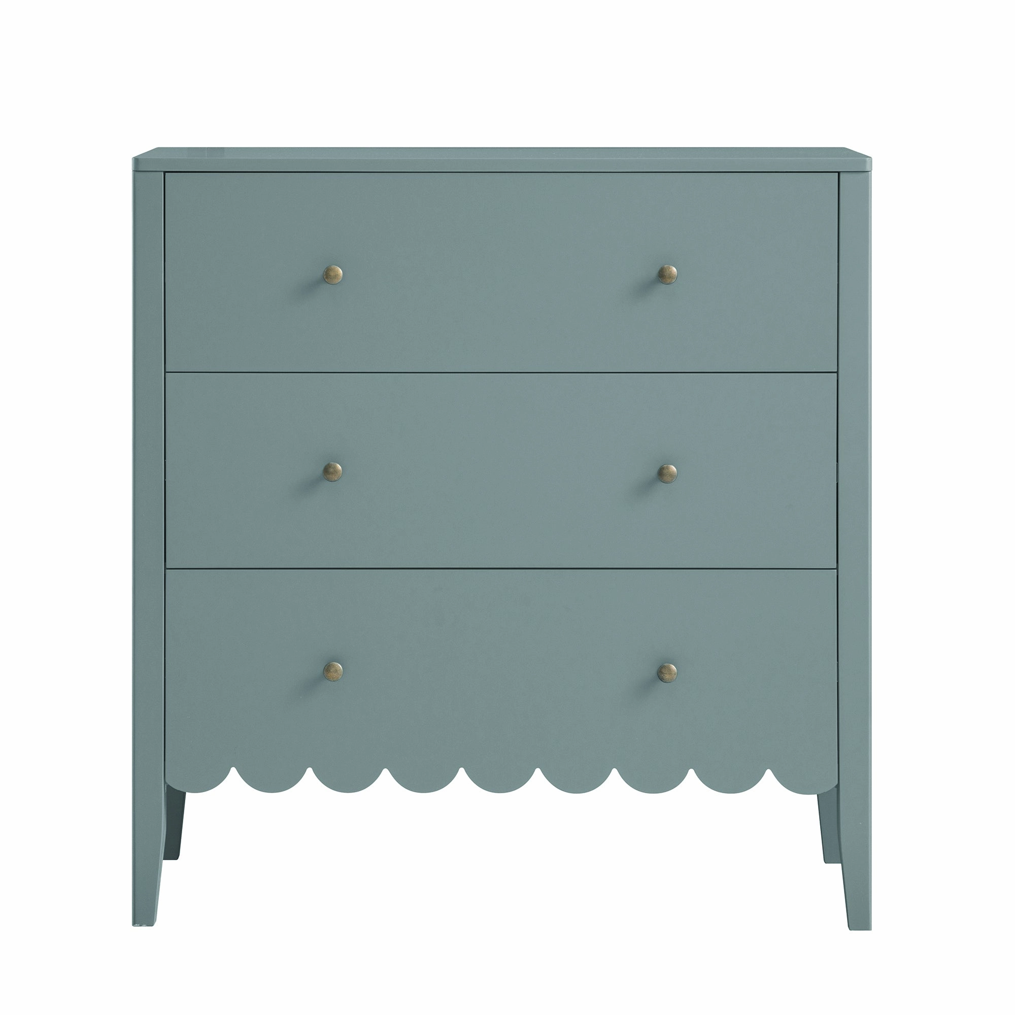 Henley Scalloped Edge 3 Drawer Chest, Blue Spruce