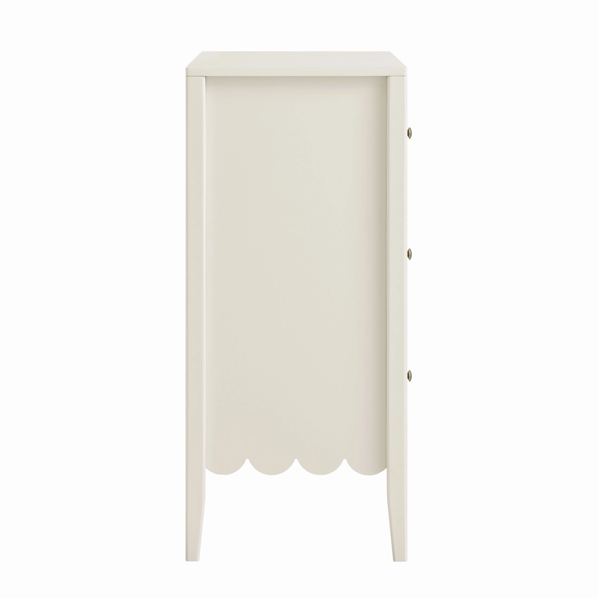 Henley Scalloped Edge 3 Drawer Chest, Light Sand