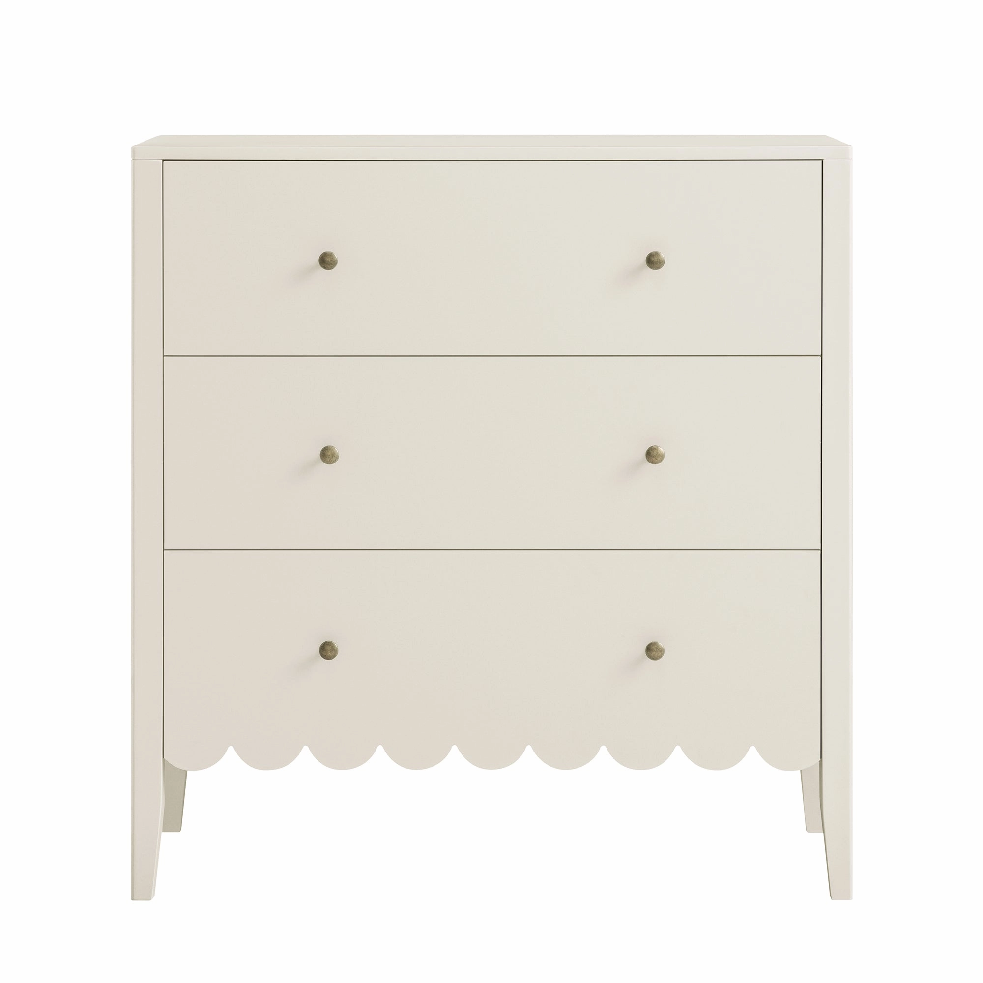 Henley Scalloped Edge 3 Drawer Chest, Light Sand