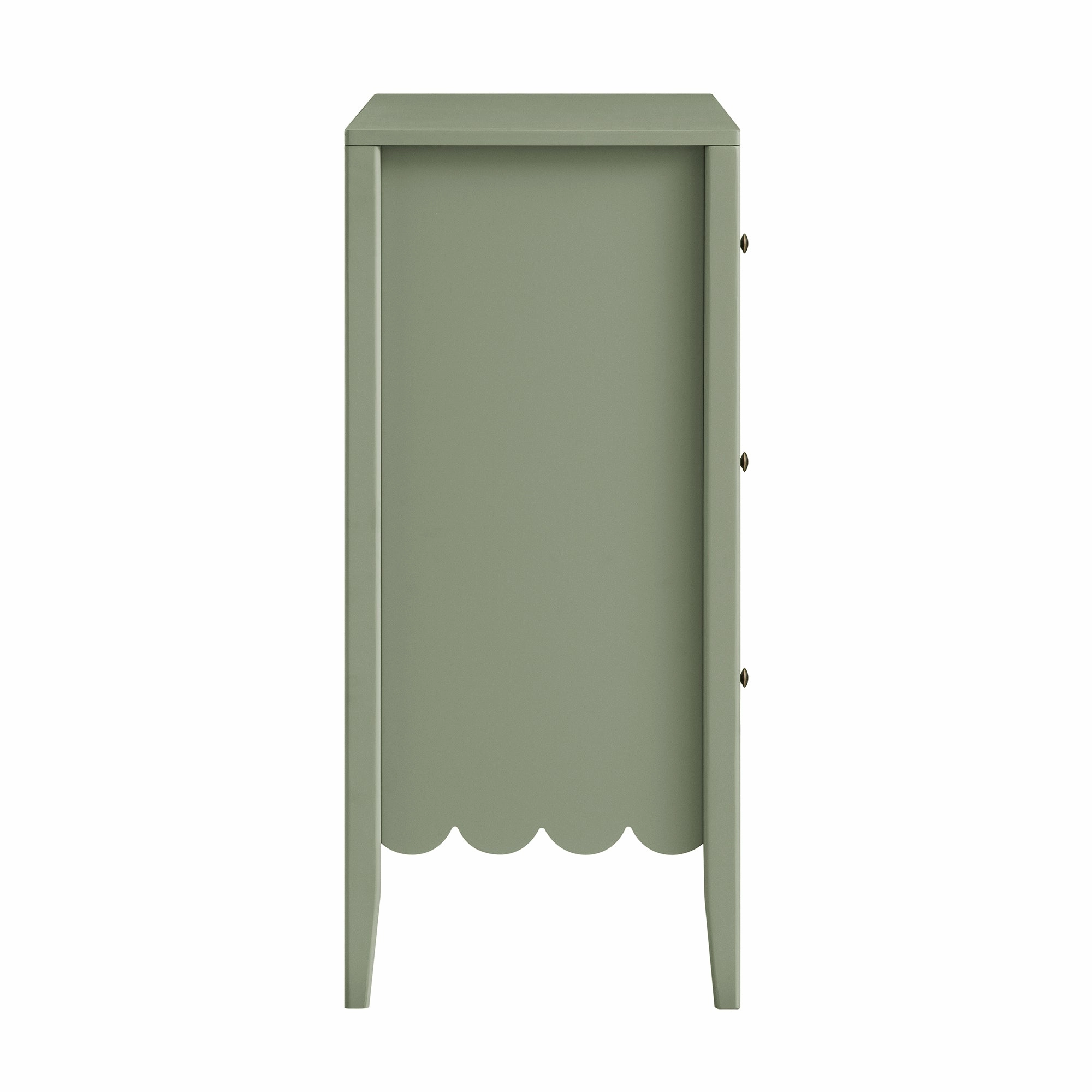 Henley Scalloped Edge 3 Drawer Chest, Sage Green