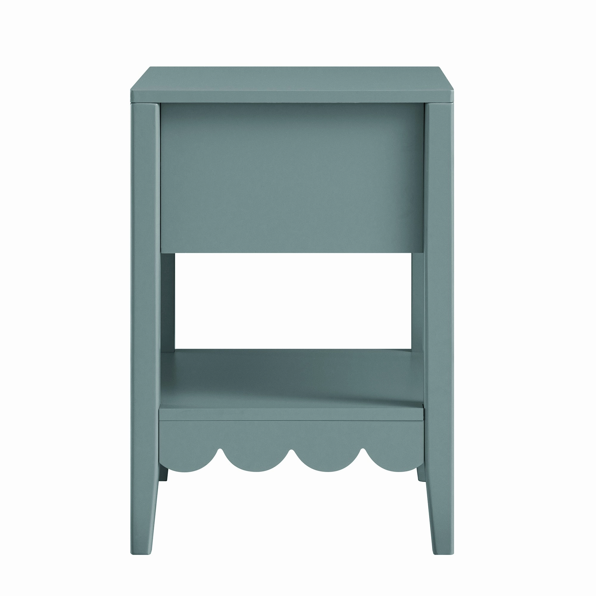 Henley Scalloped Edge Bedside Table with Drawer, Blue Spruce
