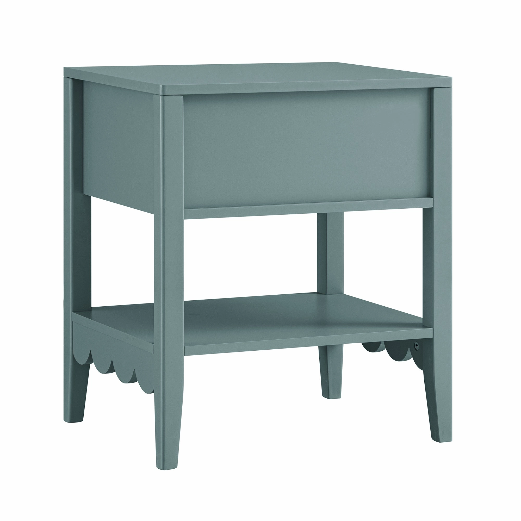 Henley Scalloped Edge Bedside Table with Drawer, Blue Spruce