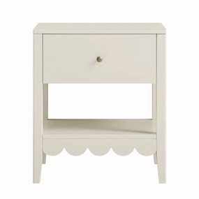 Henley Scalloped Edge Bedside Table with Drawer, Light Sand