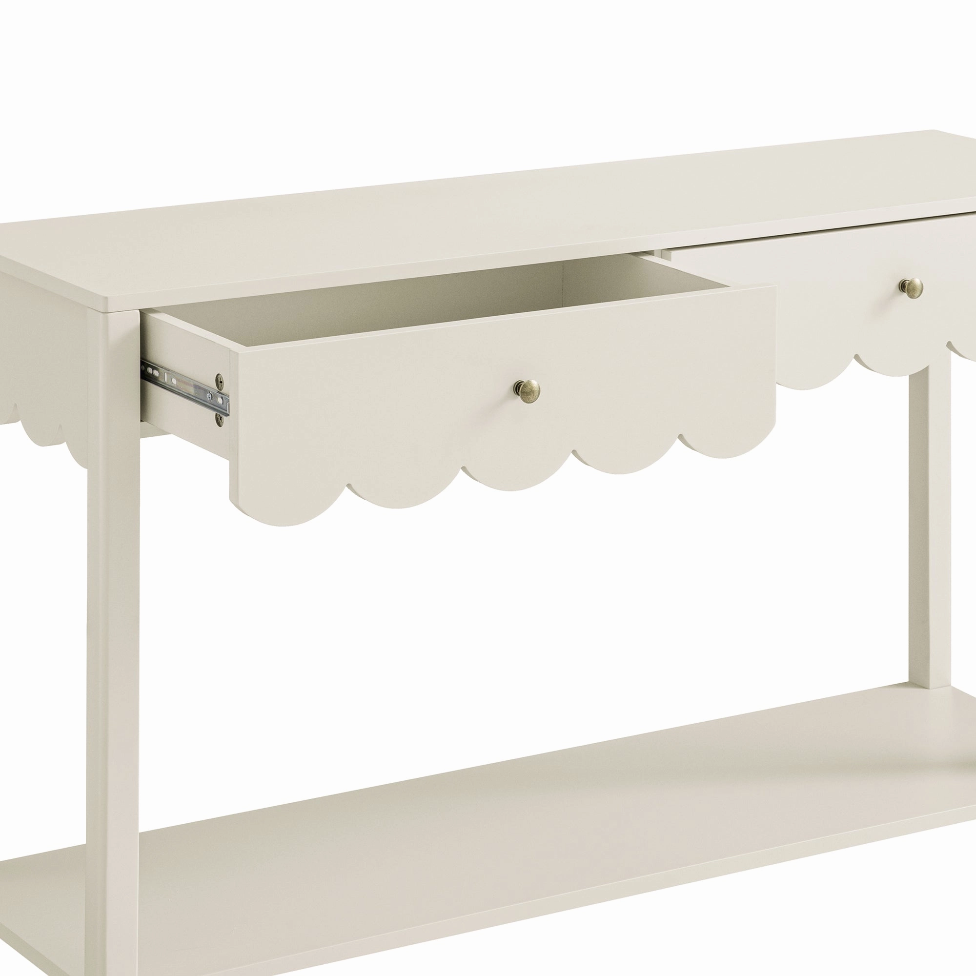Henley Scalloped Edge Console Table, Light Sand