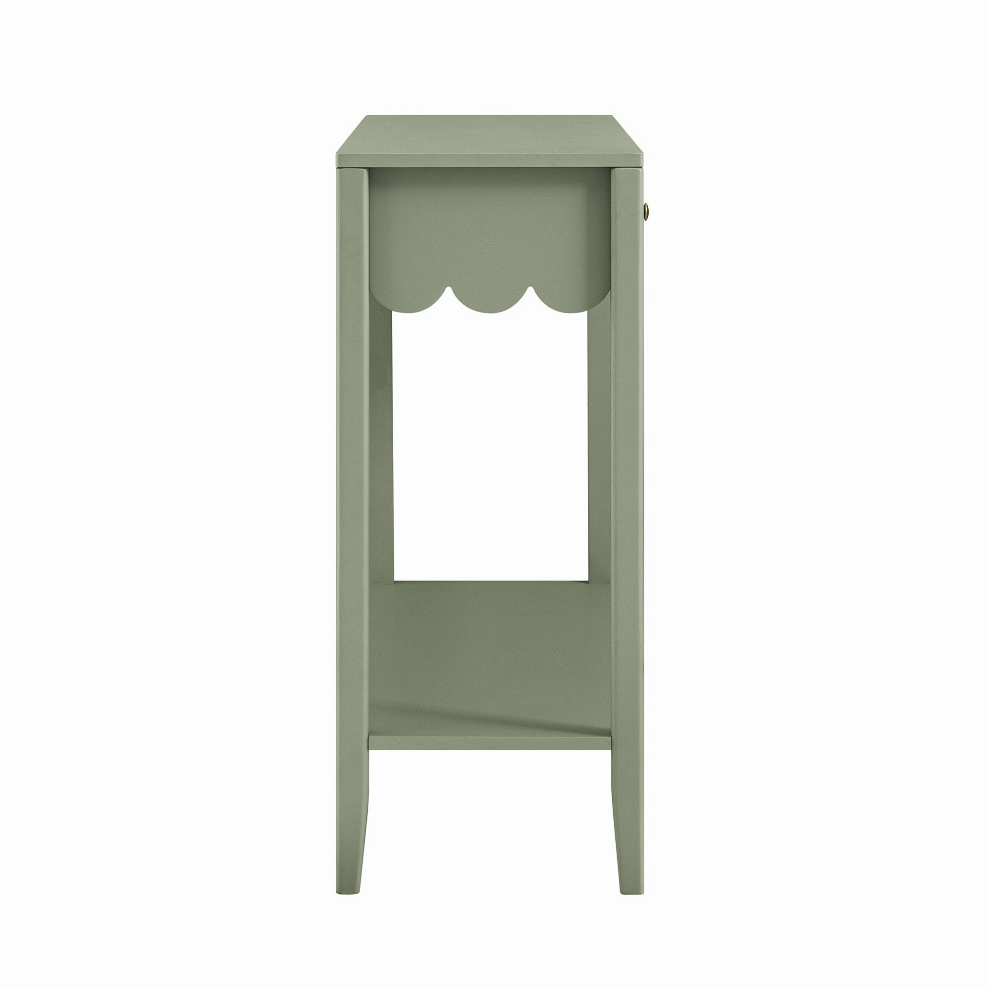 Henley Scalloped Edge Console Table, Sage Green