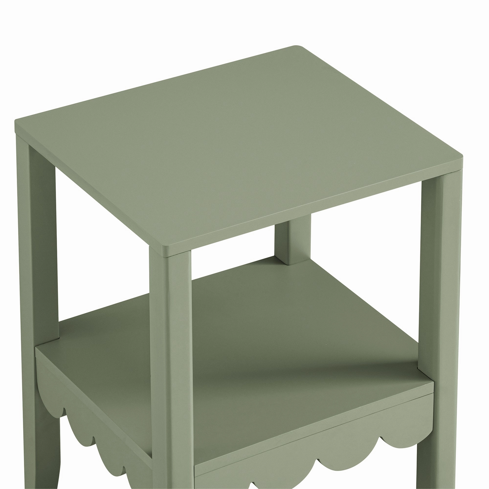 Henley Scalloped Edge Side Table, Sage Green