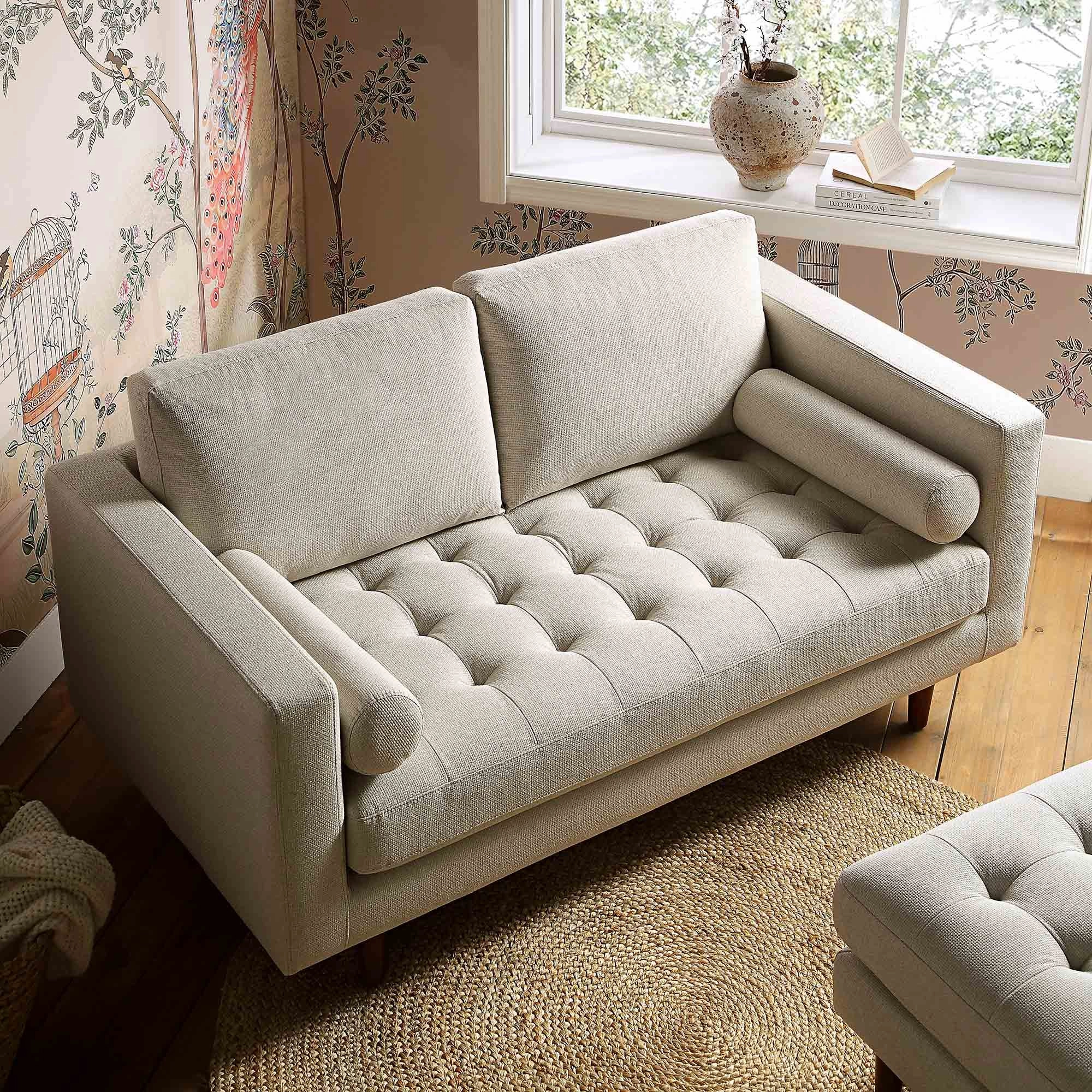 Henrietta 2-Seater Sofa, Beige Woven Fabric