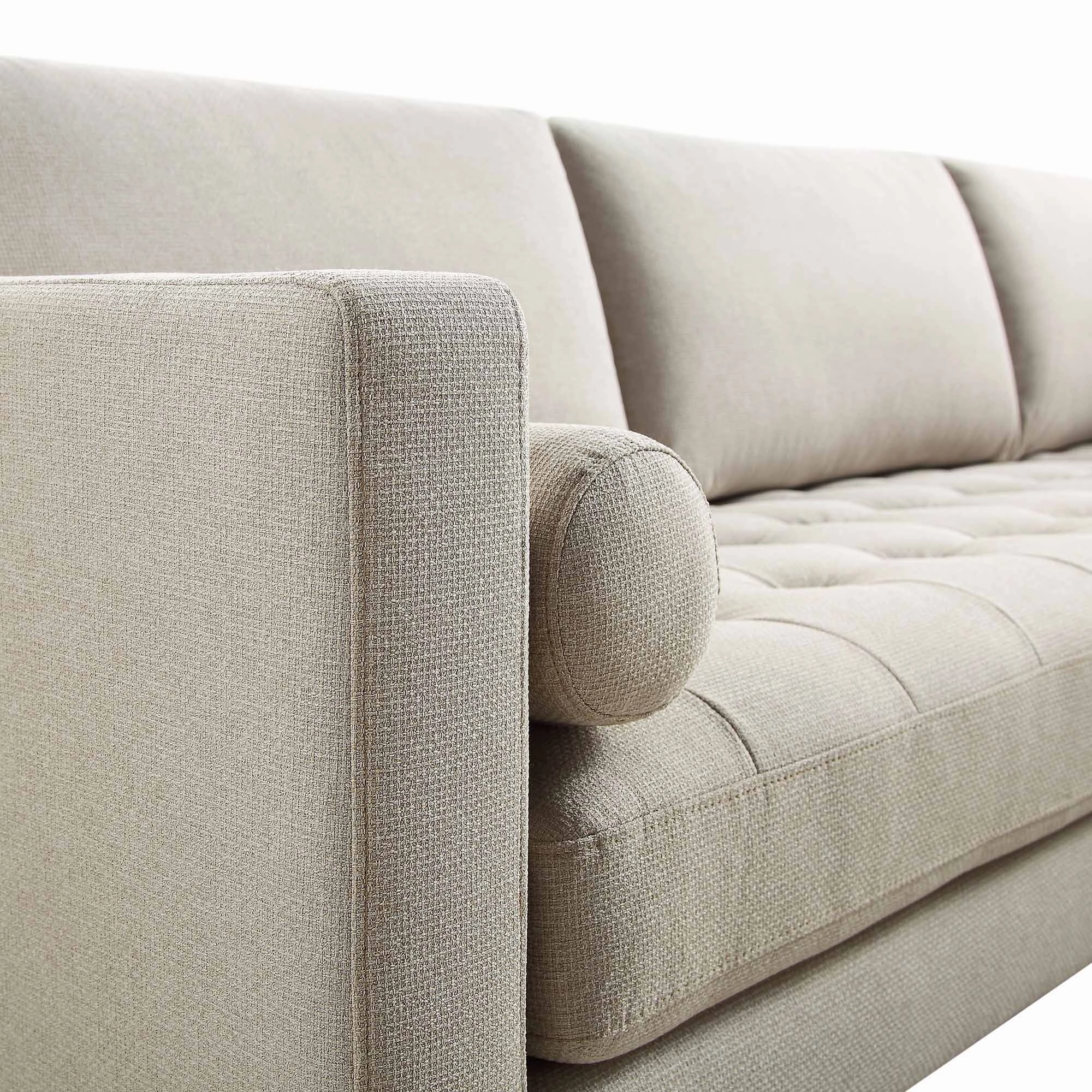 Henrietta 5 Seater Corner Sofa, Beige Woven Fabric