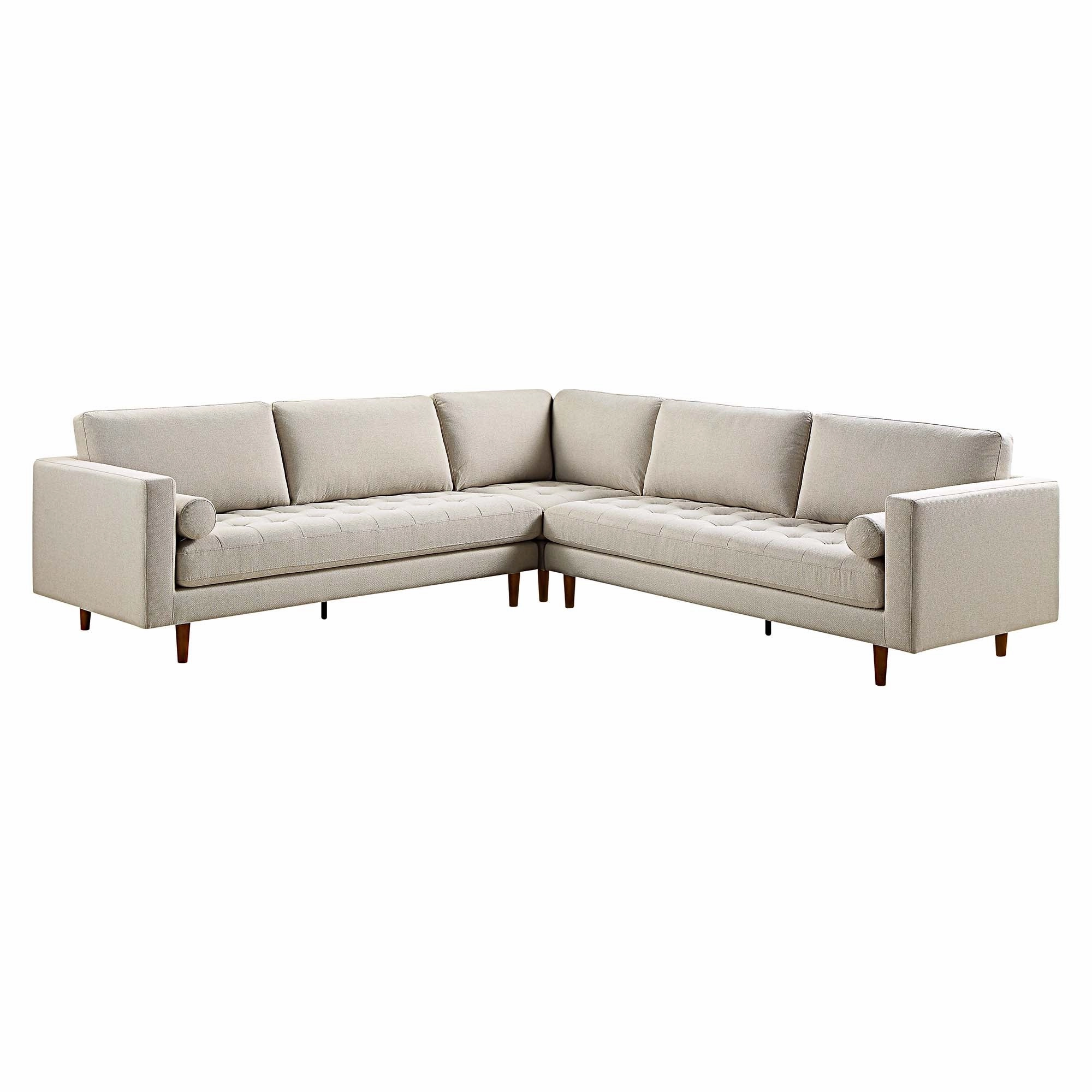Henrietta 5 Seater Corner Sofa, Beige Woven Fabric