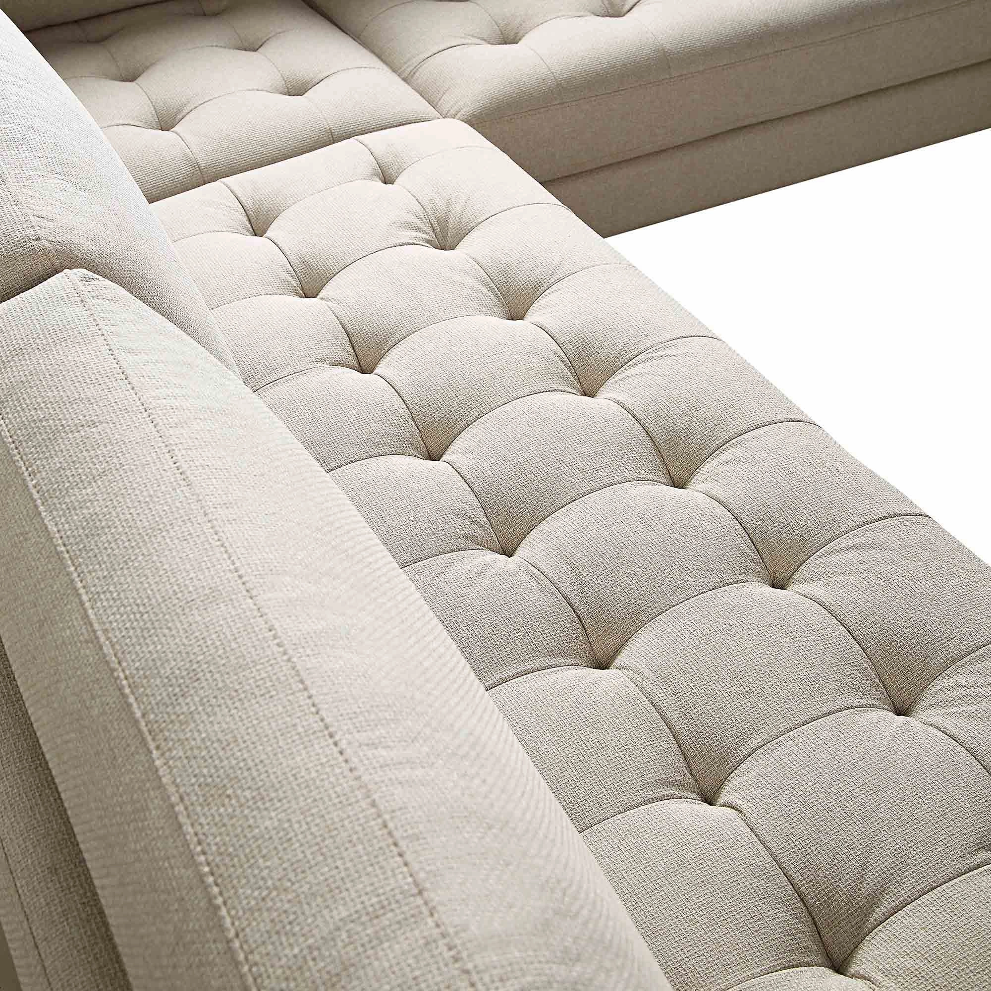 Henrietta 5 Seater Corner Sofa, Beige Woven Fabric