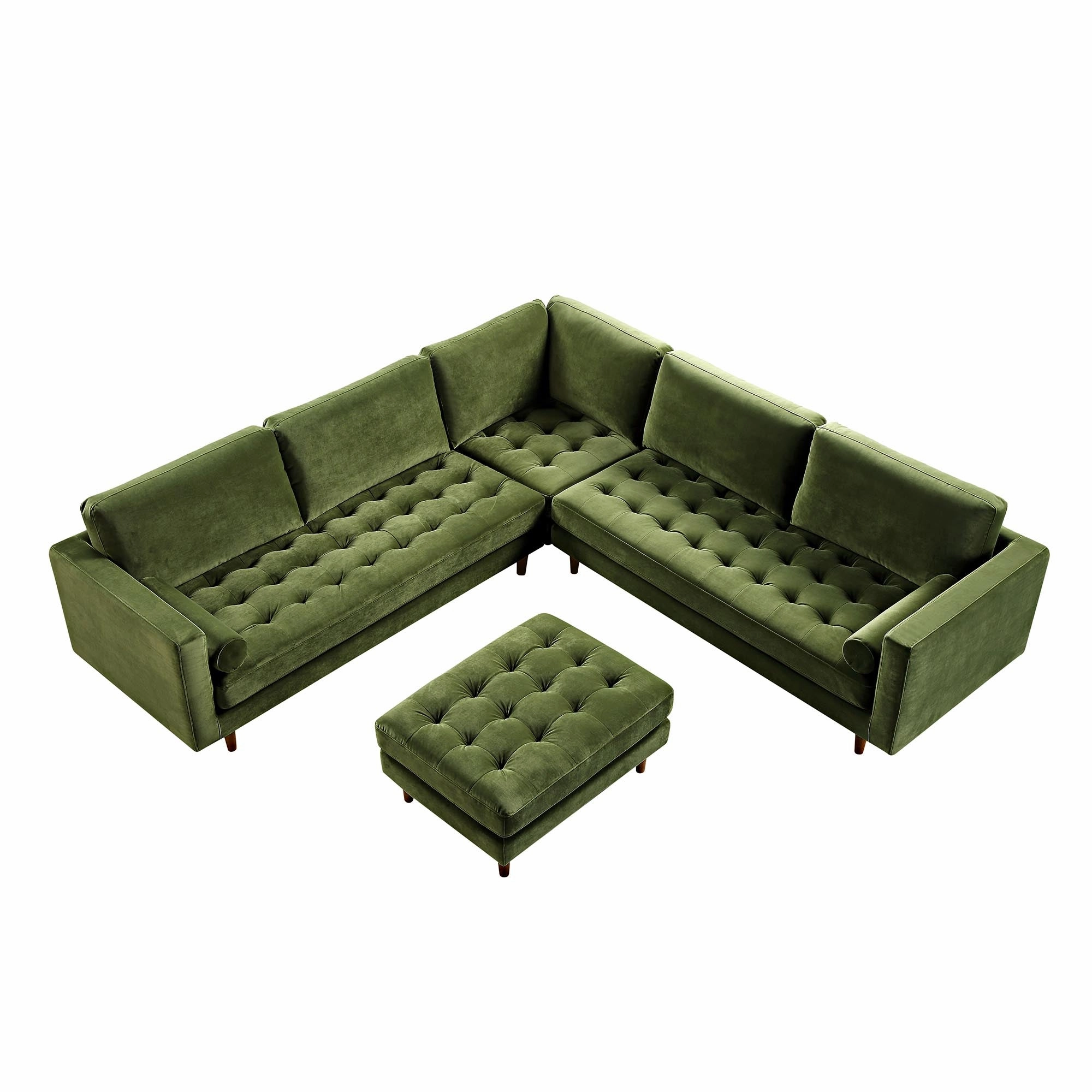 Henrietta 5 Seater Corner Sofa, Moss Green Velvet