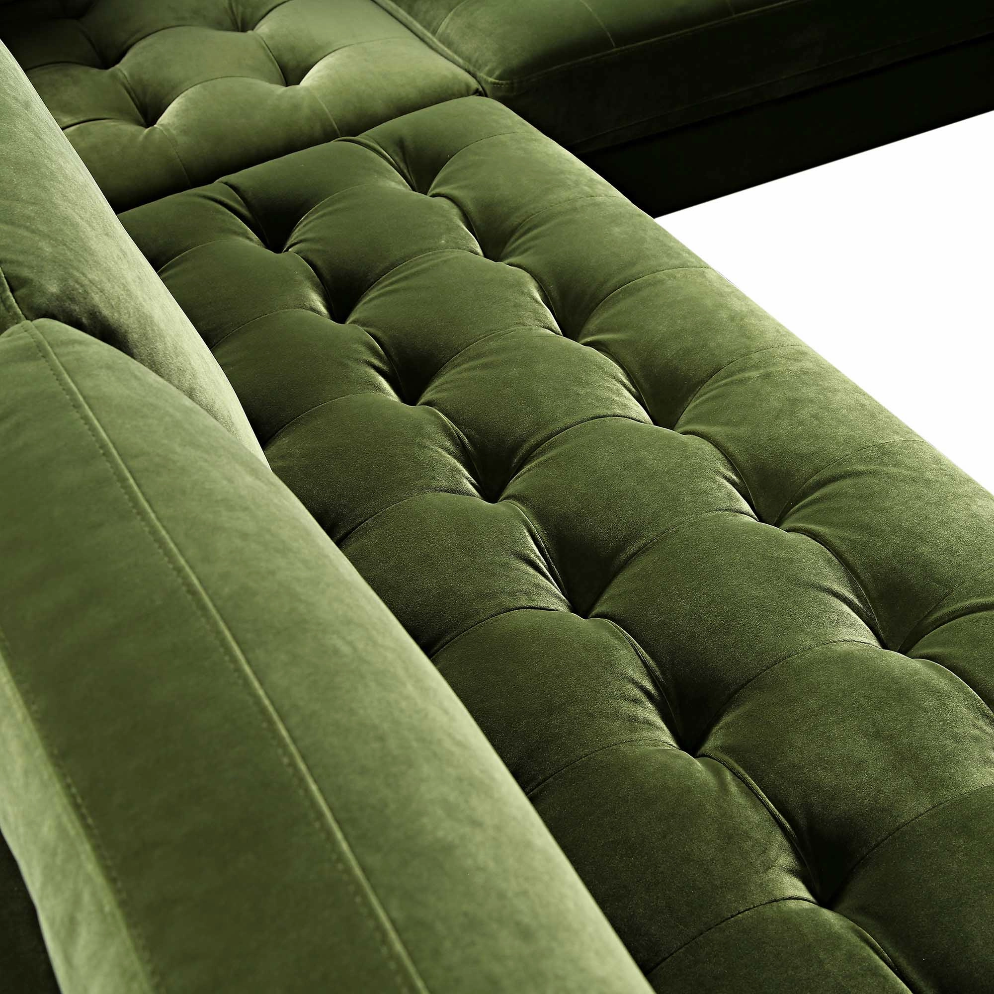 Henrietta 5 Seater Corner Sofa, Moss Green Velvet