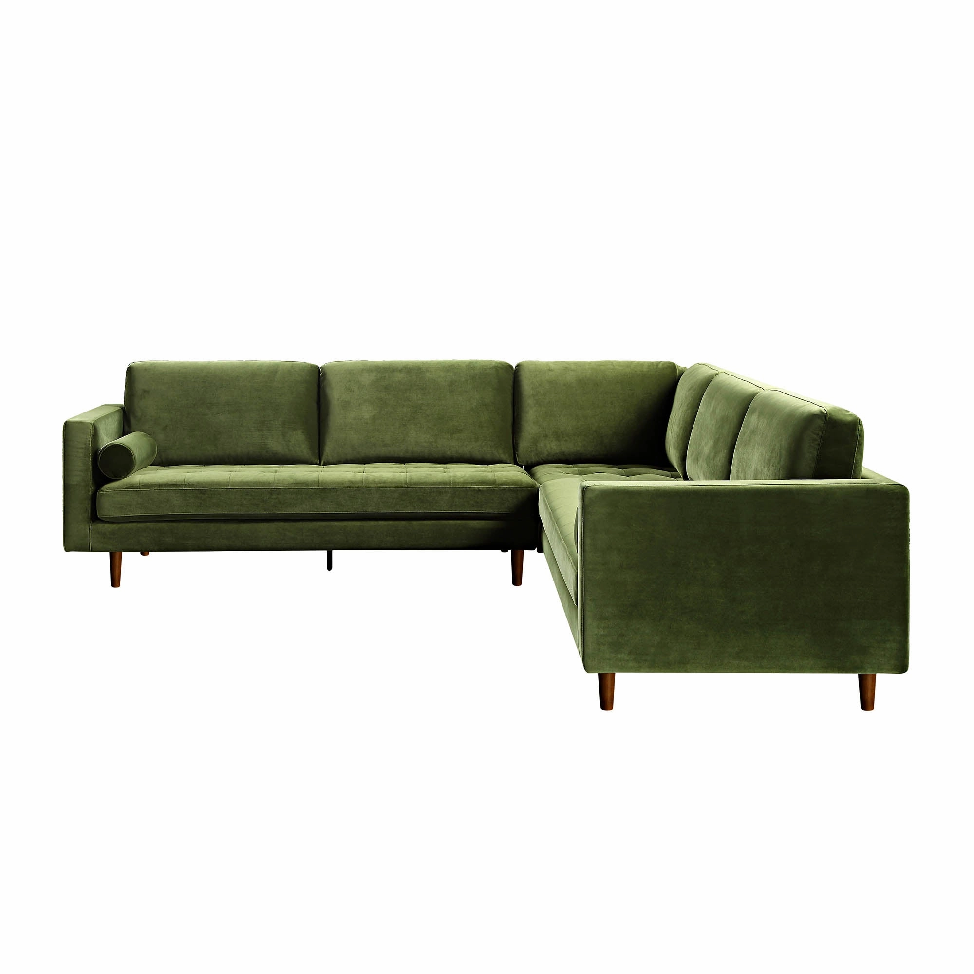 Henrietta 5 Seater Corner Sofa, Moss Green Velvet