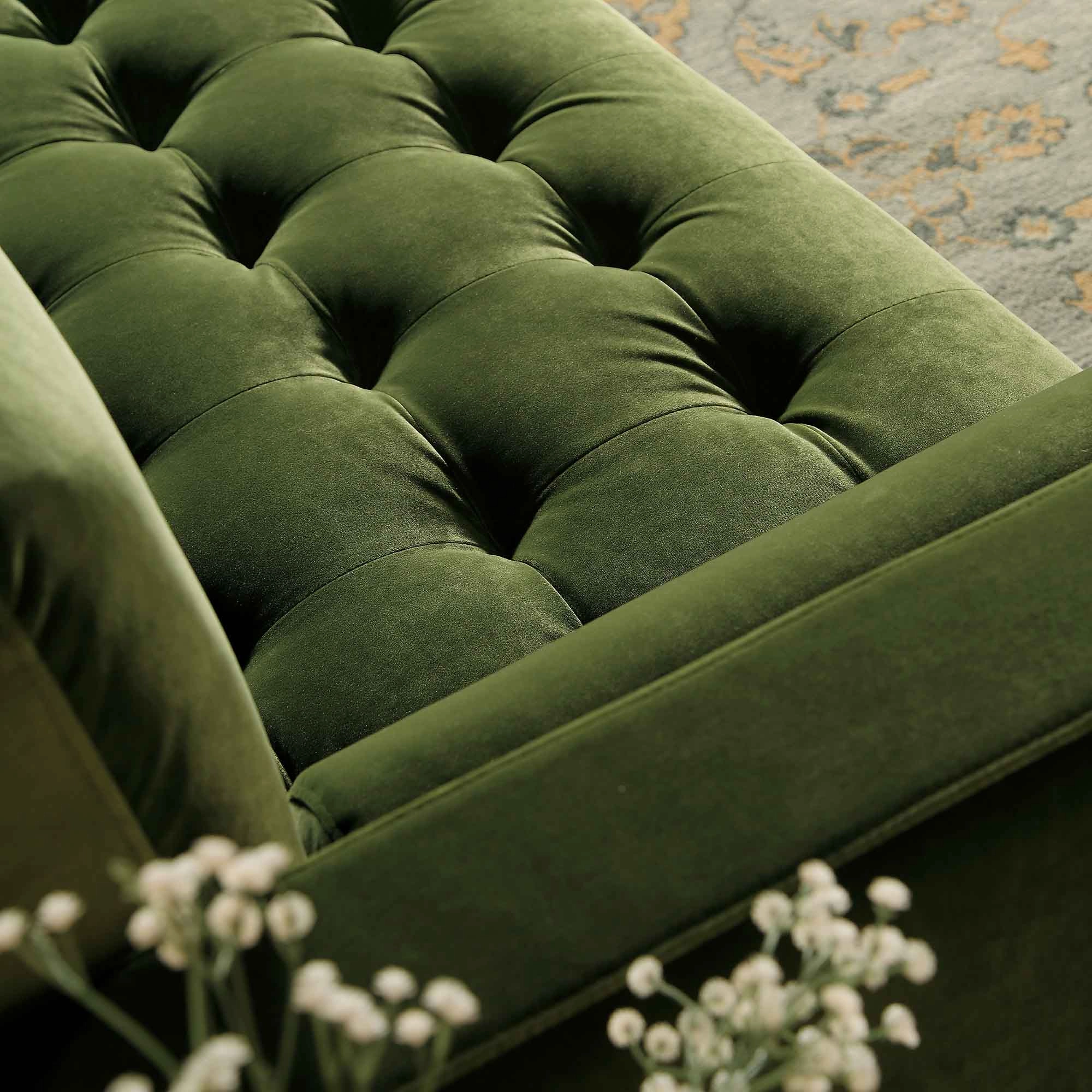 Henrietta 5 Seater Corner Sofa, Moss Green Velvet