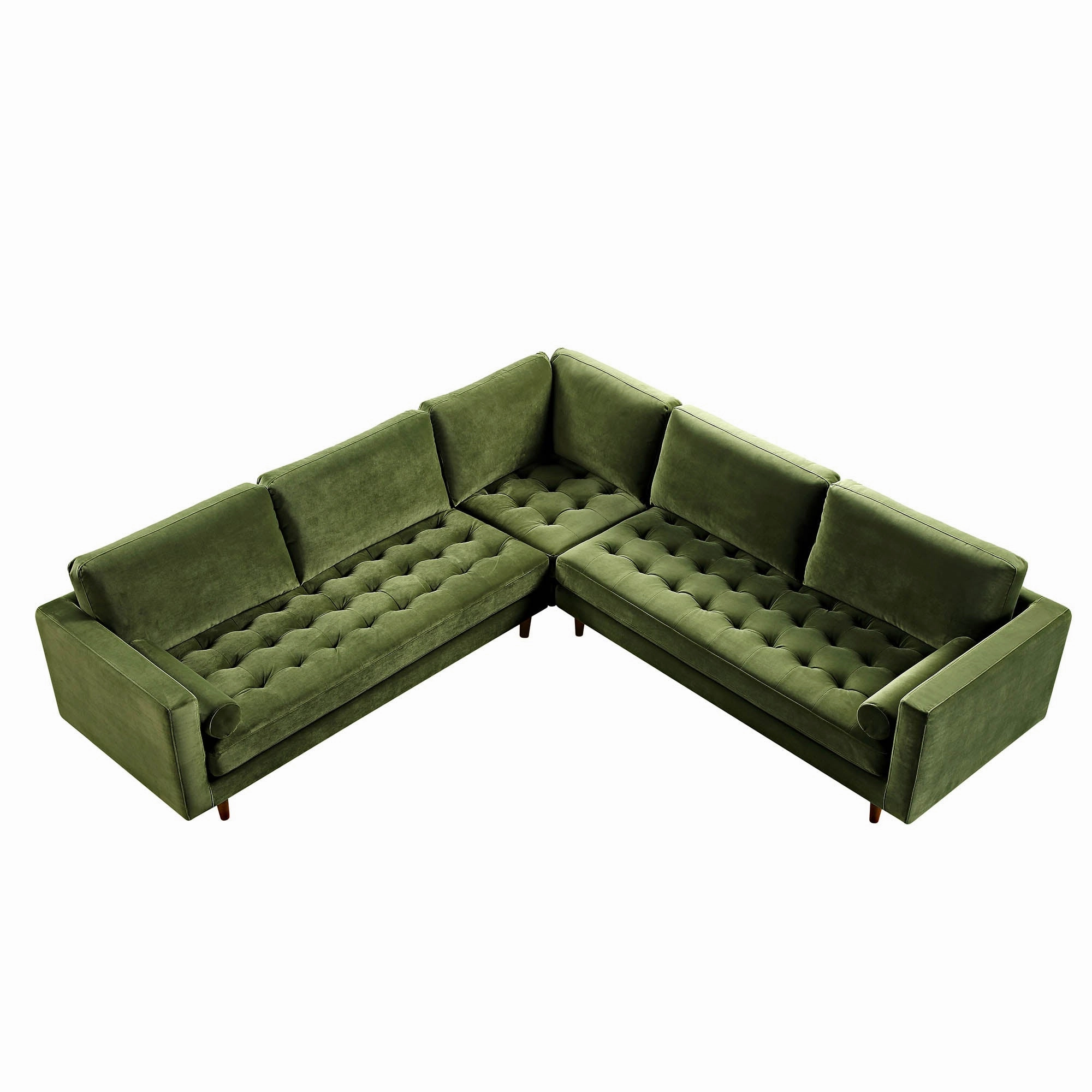 Henrietta 5 Seater Corner Sofa, Moss Green Velvet