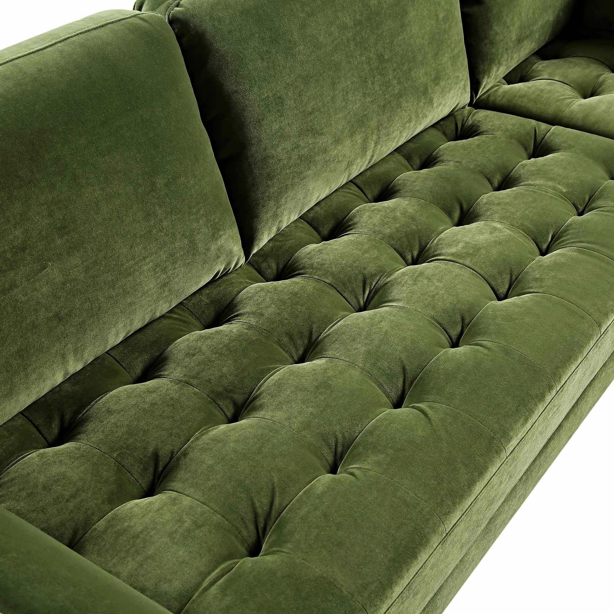 Henrietta 5 Seater Corner Sofa, Moss Green Velvet