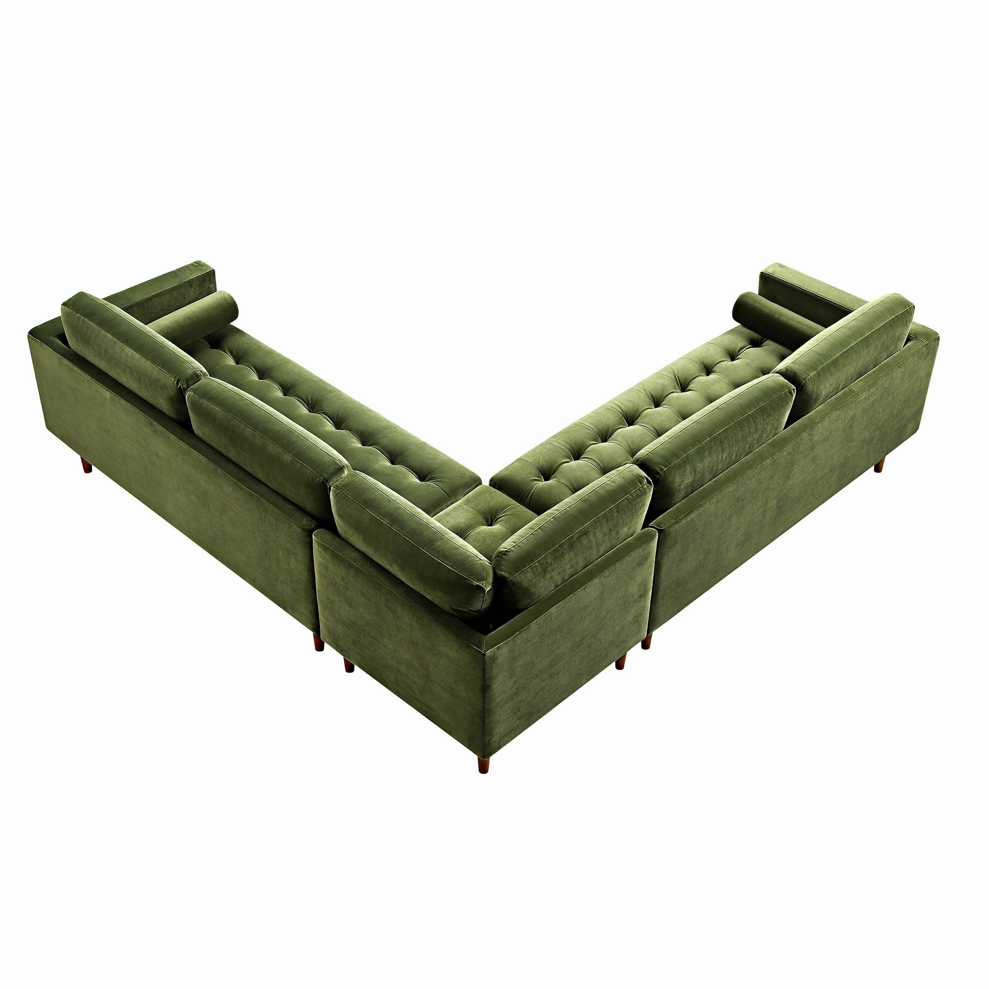 Henrietta 5 Seater Corner Sofa, Moss Green Velvet