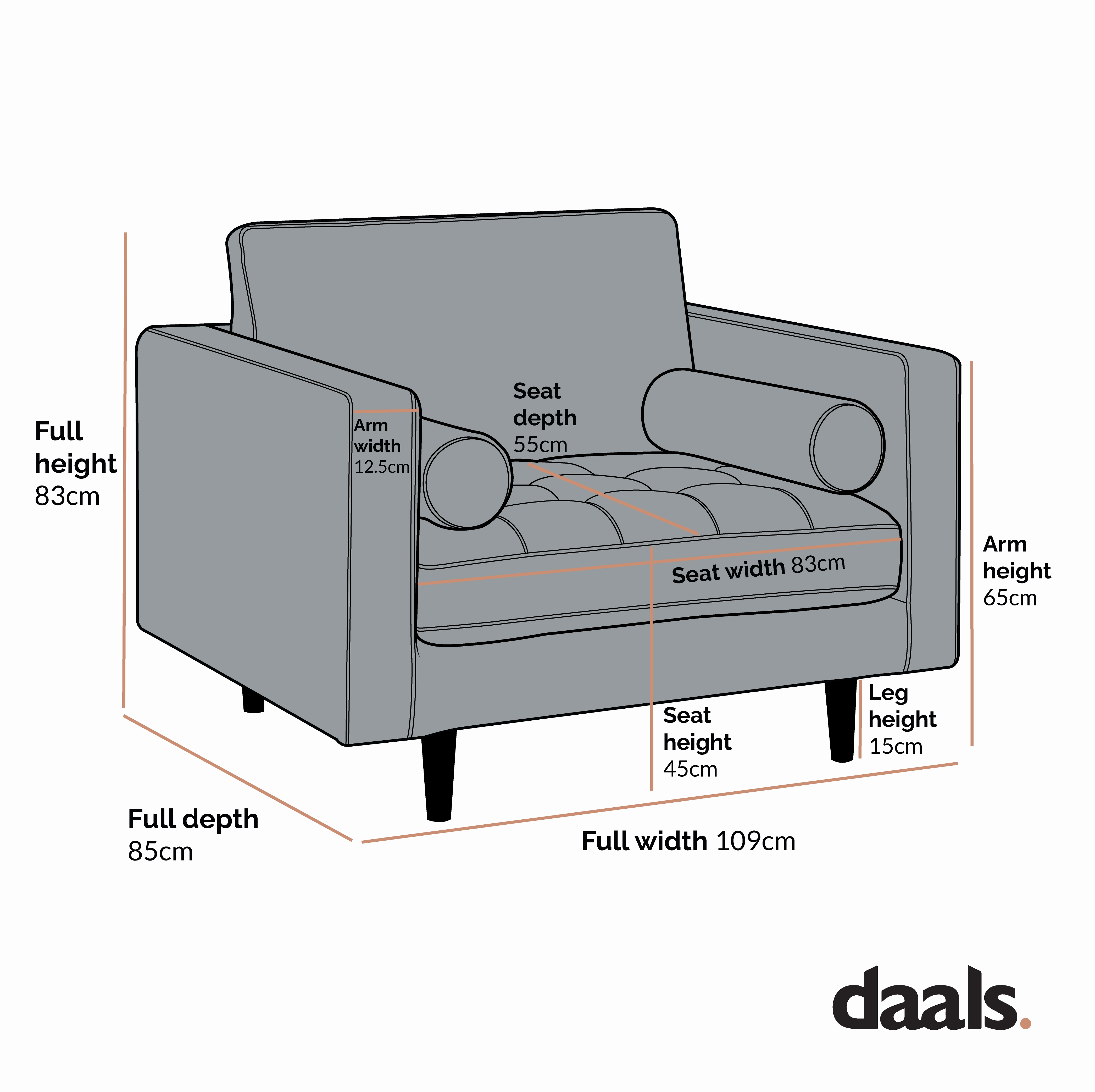 Henrietta Armchair, Tan Faux Suede