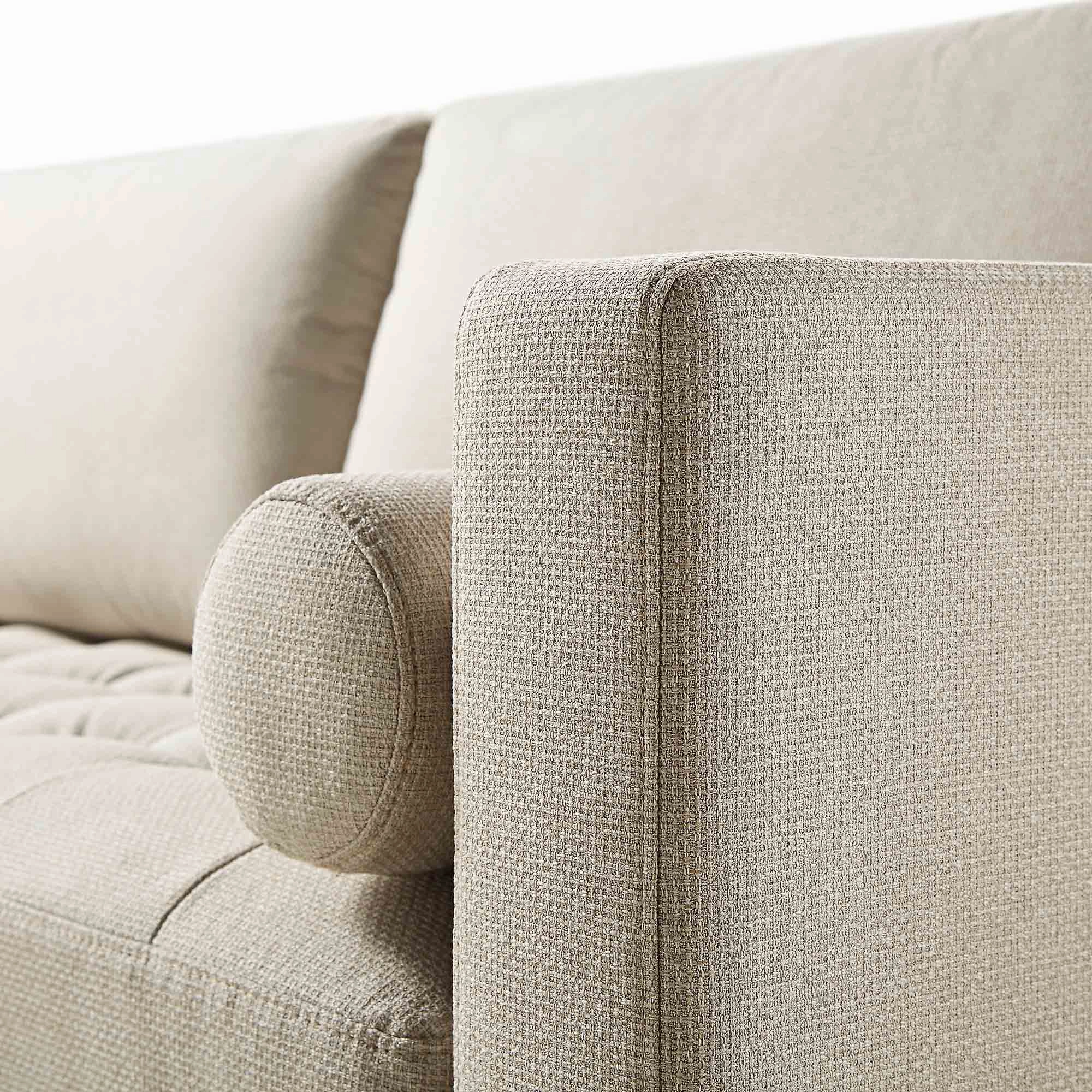 Henrietta Beige Woven Fabric Grand 4-Seater Chaise End Sofa, Right Hand Facing