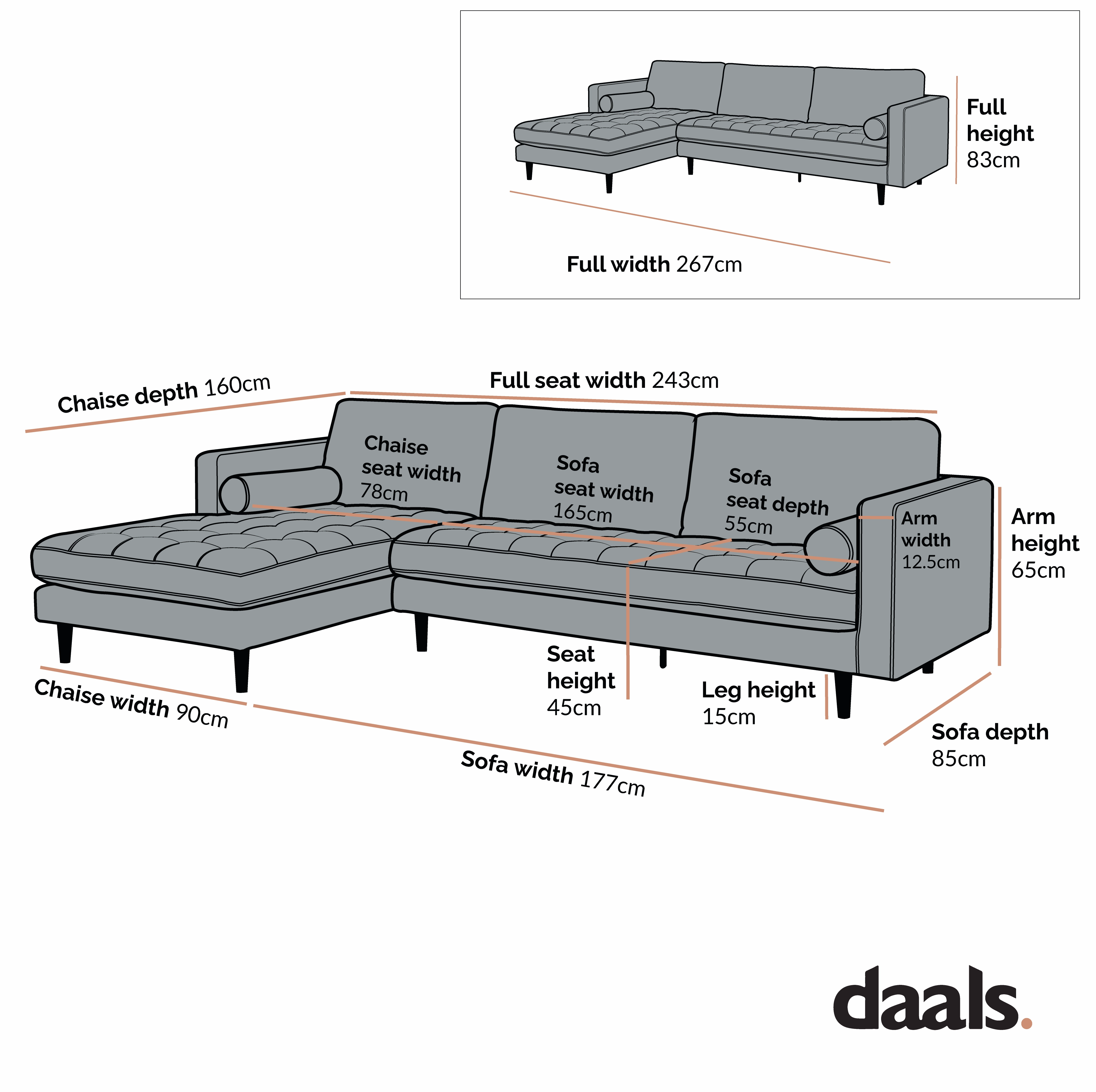 Henrietta Moss Green Velvet Grand 4-Seater Chaise End Sofa, Left Hand Facing