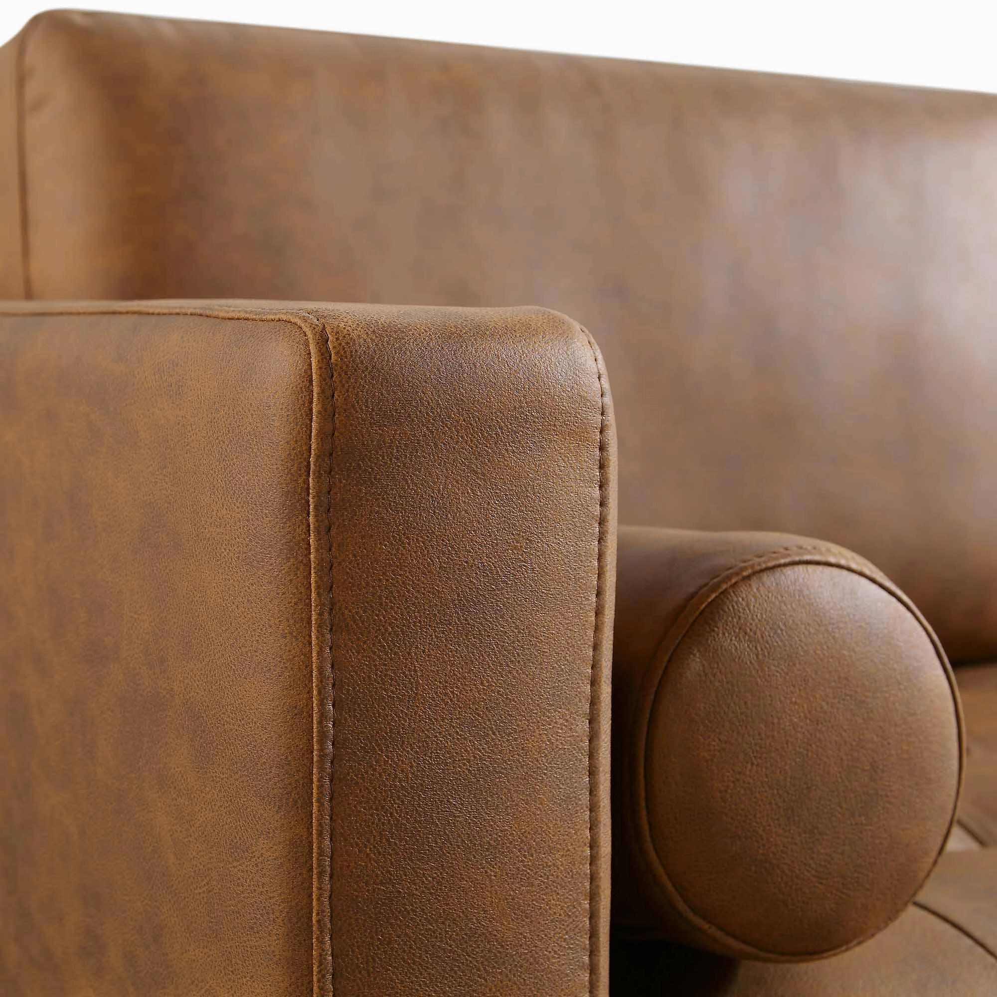 Henrietta Tan Faux Suede Grand 4-Seater Chaise End Sofa, Left Hand Facing