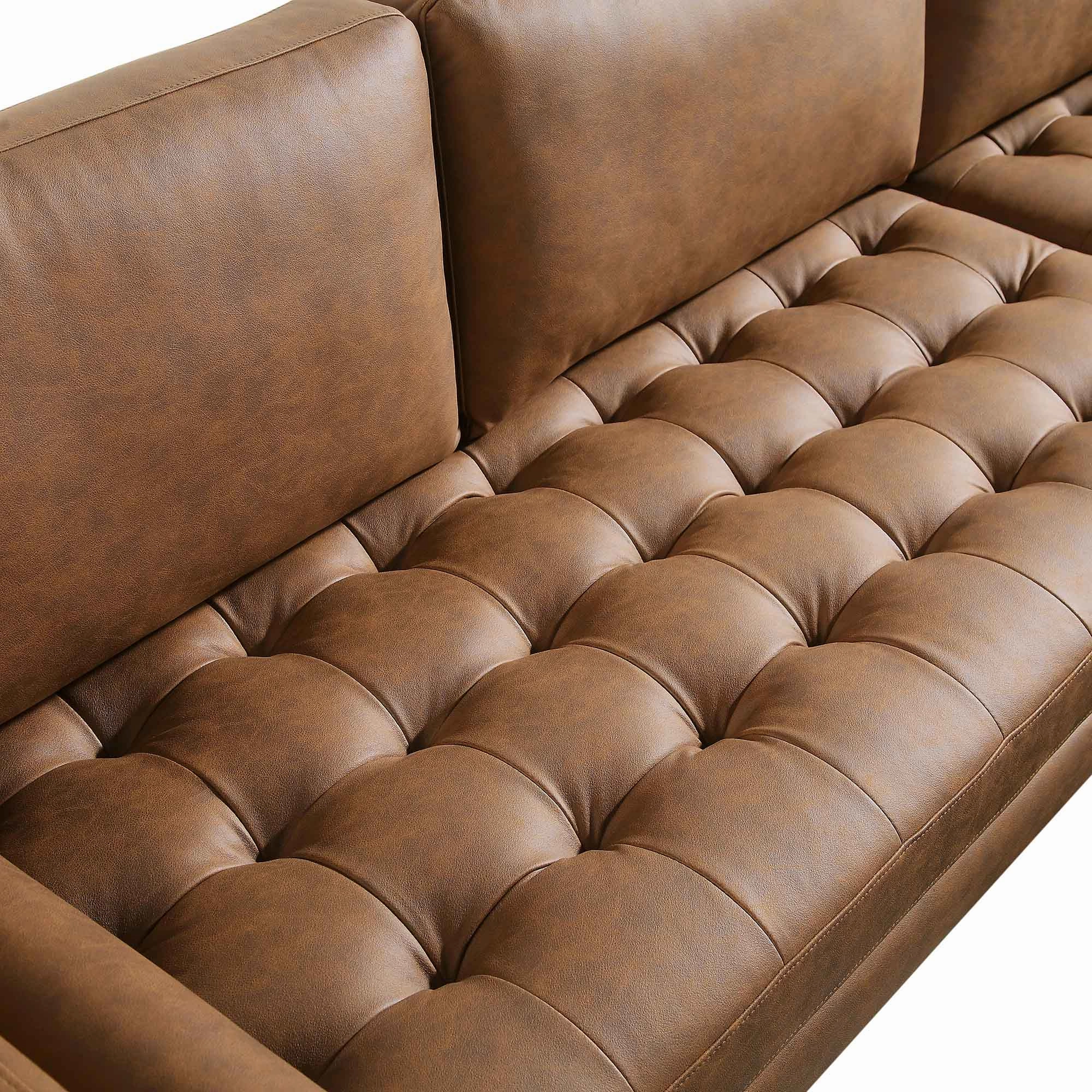 Henrietta Tan Faux Suede Grand 4-Seater Chaise End Sofa, Left Hand Facing