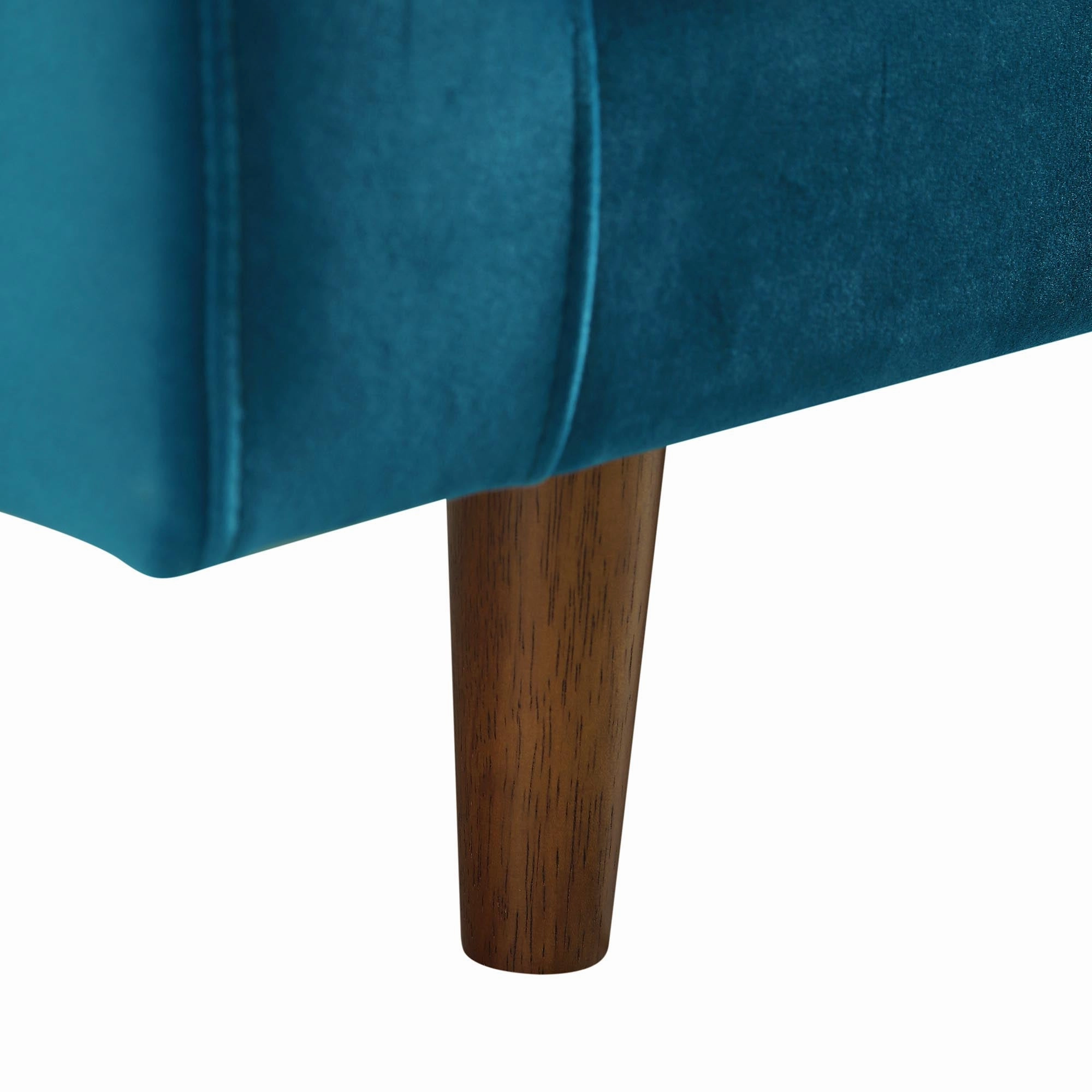 Henrietta Teal Velvet Grand 4-Seater Chaise End Sofa, Left Hand Facing