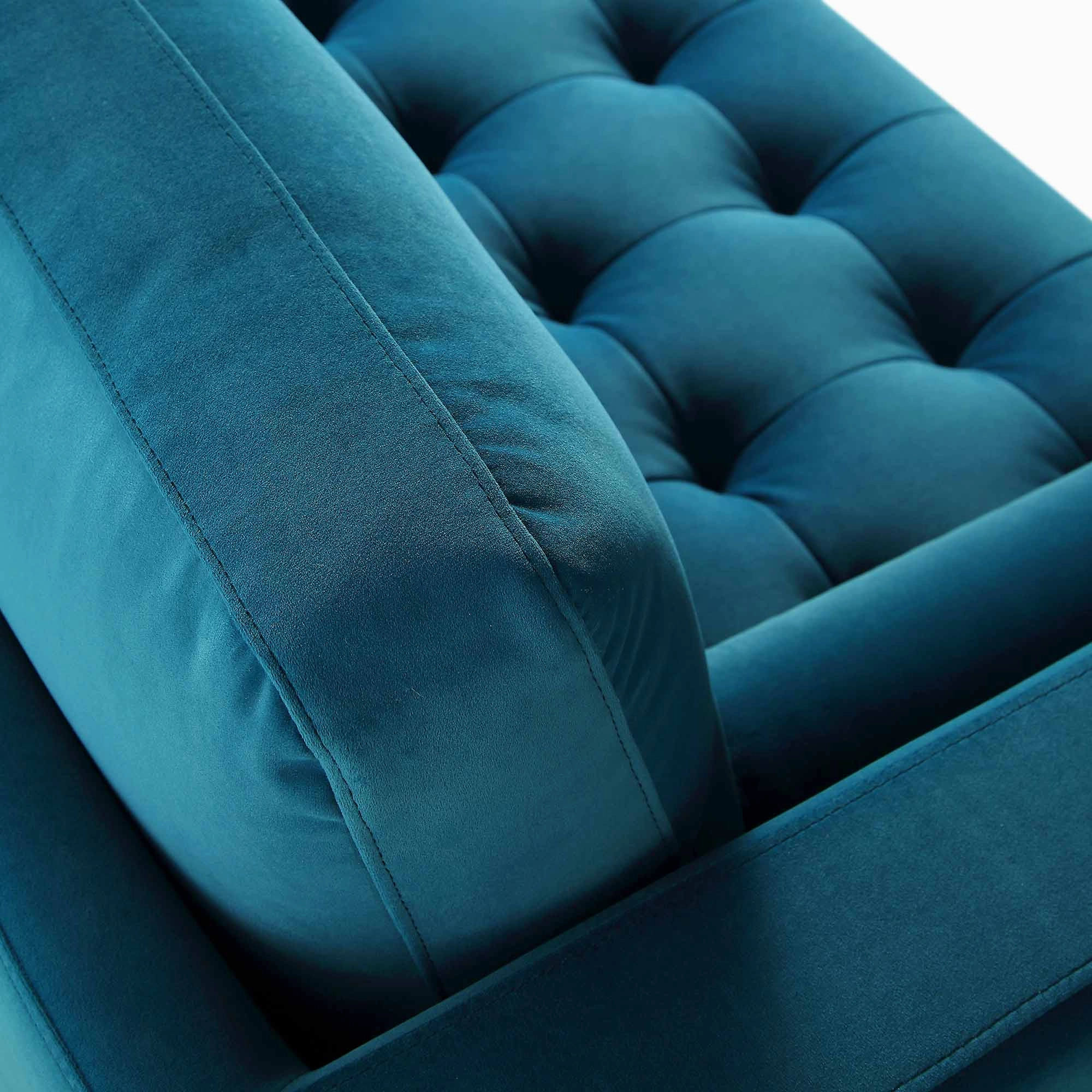 Henrietta Teal Velvet Grand 4-Seater Chaise End Sofa, Left Hand Facing