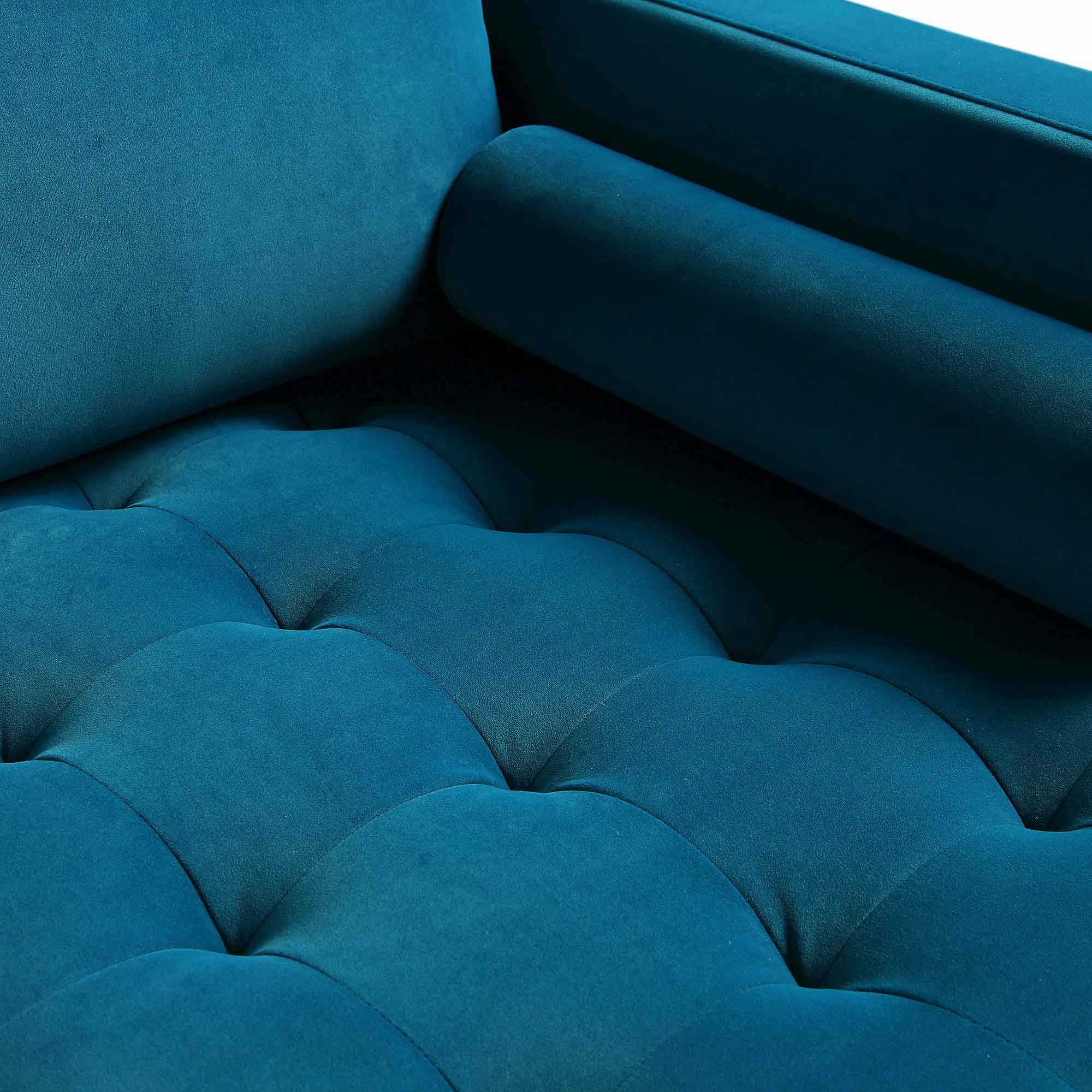 Henrietta Teal Velvet Grand 4-Seater Chaise End Sofa, Left Hand Facing