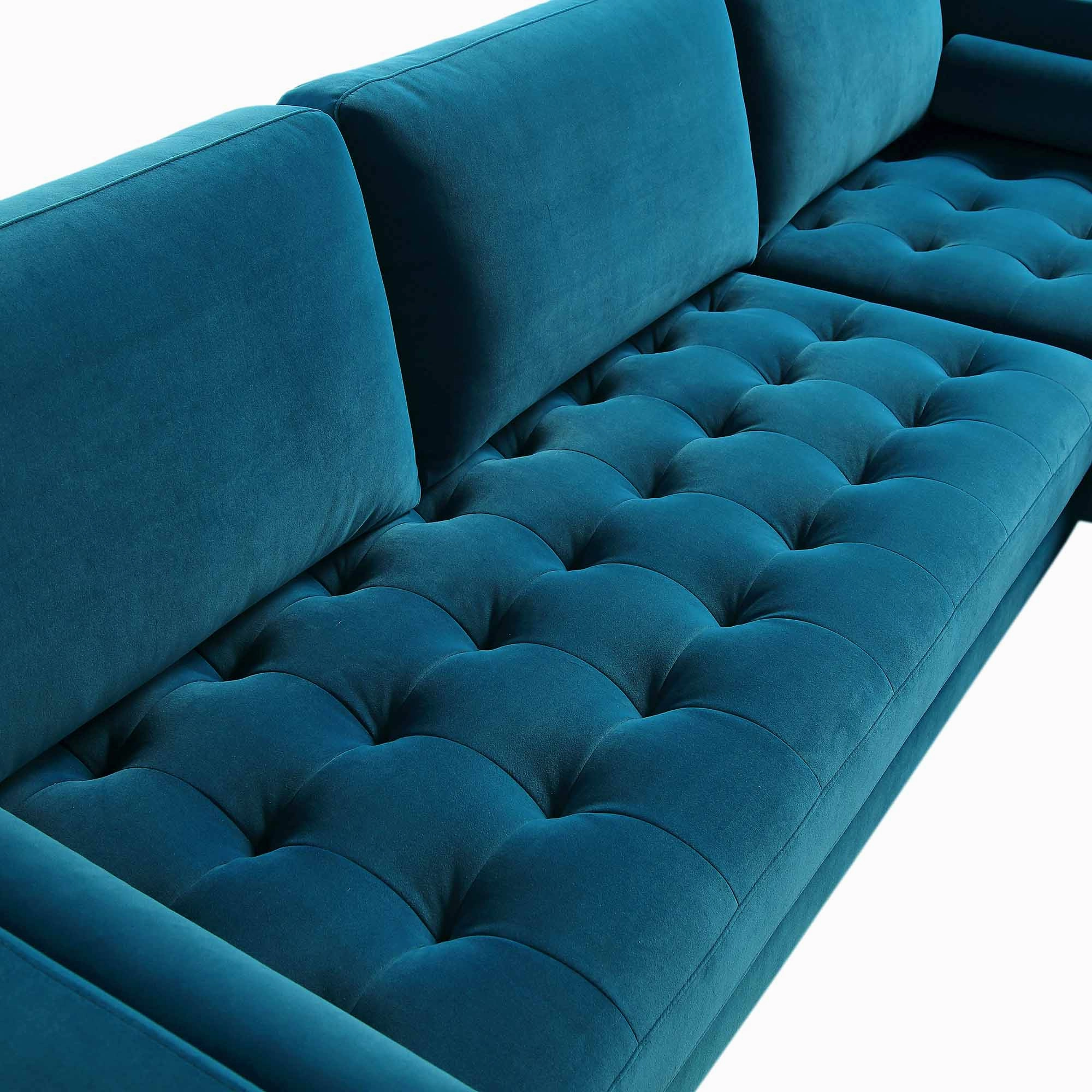 Henrietta Teal Velvet Grand 4-Seater Chaise End Sofa, Left Hand Facing
