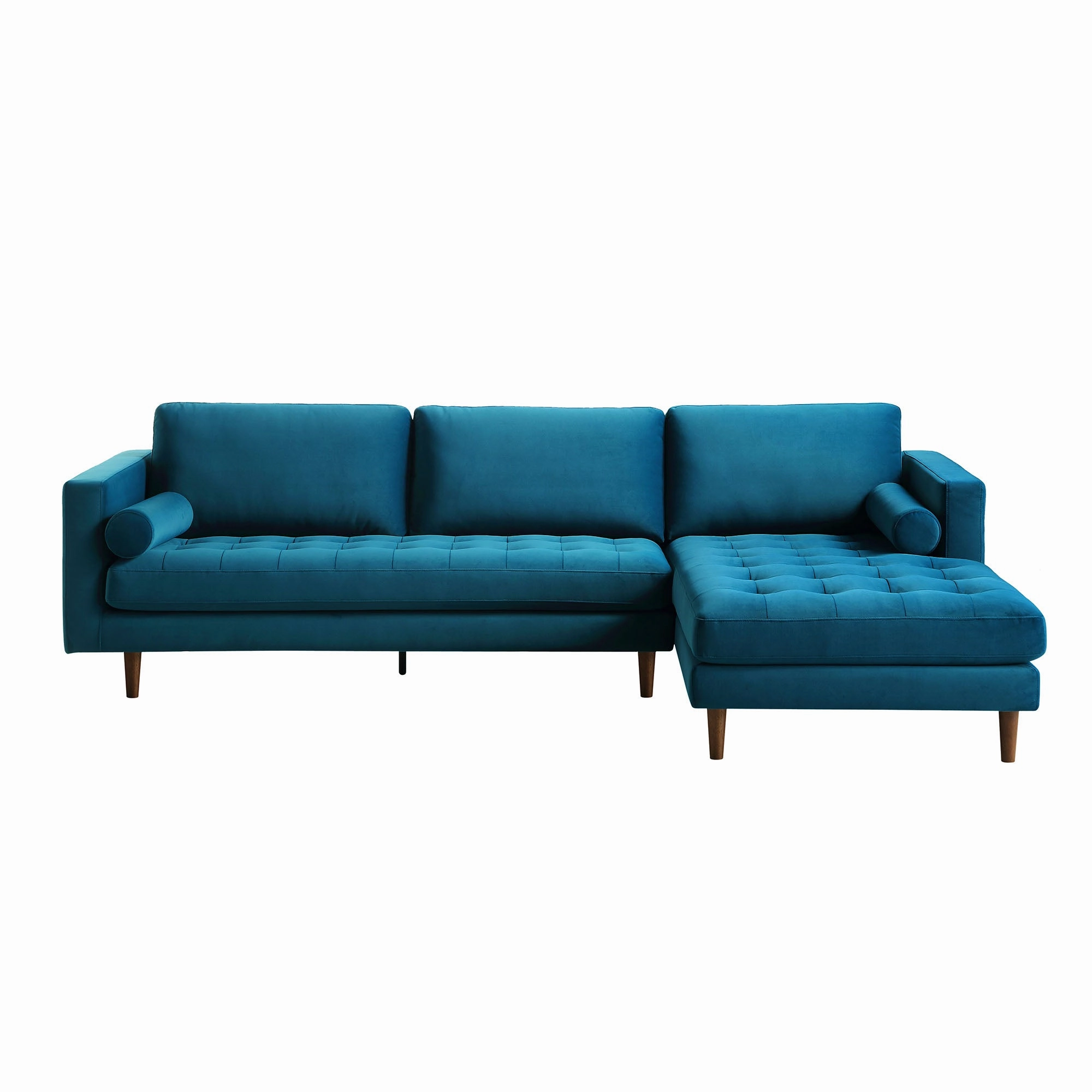 Henrietta Teal Velvet Grand 4-Seater Chaise End Sofa, Right Hand Facing