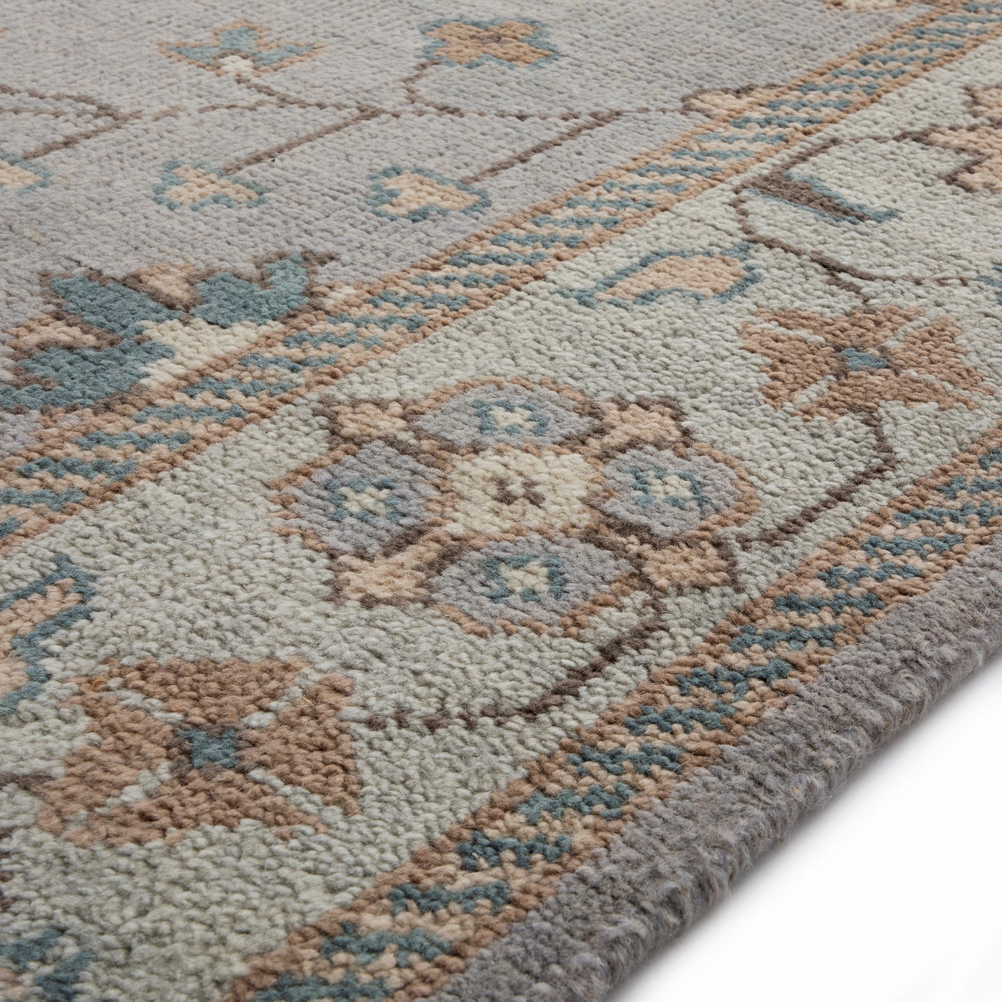 Heritage Collection Florentine Ice Blue Premium Hand-Knotted New Zealand Wool Rug