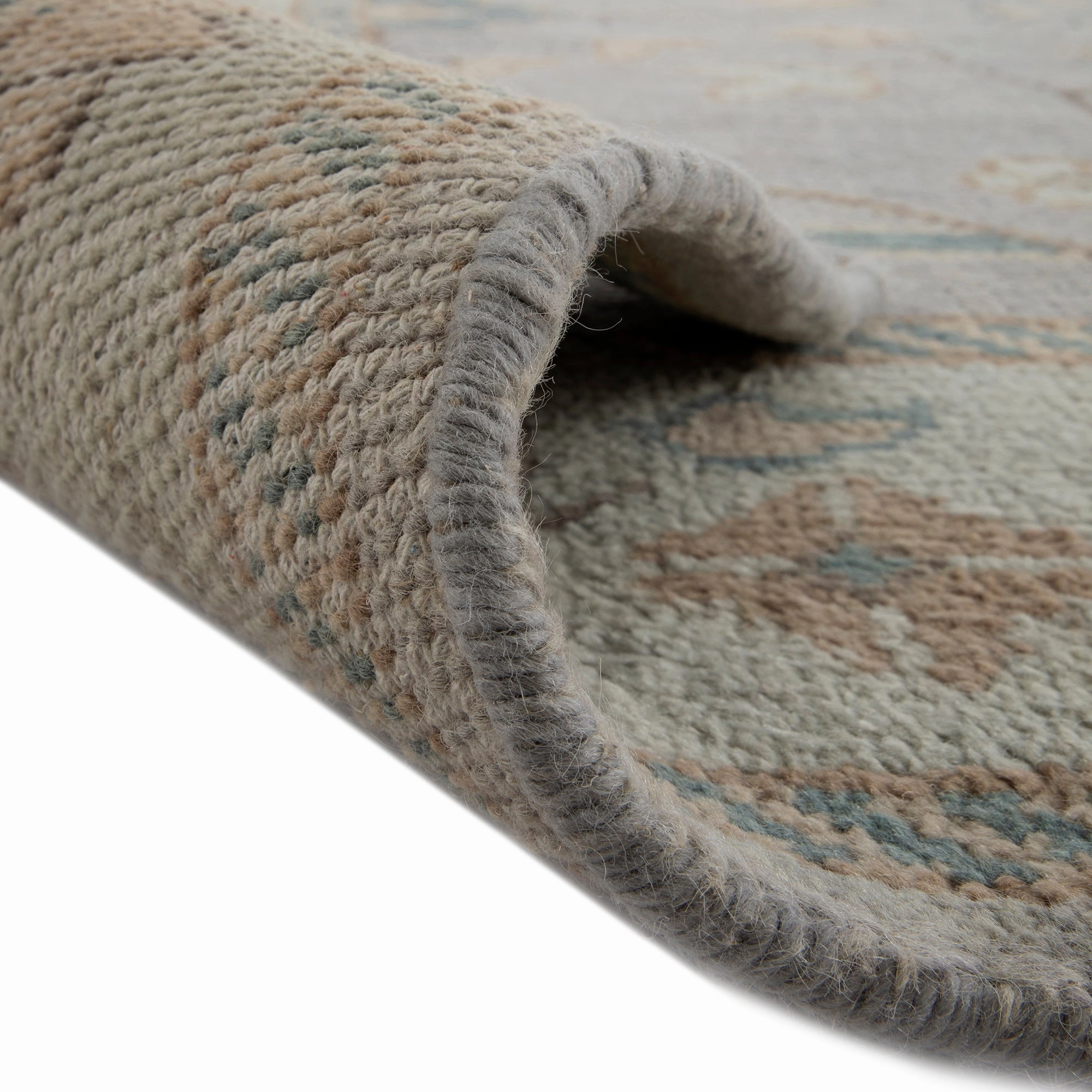Heritage Collection Florentine Ice Blue Premium Hand-Knotted New Zealand Wool Rug
