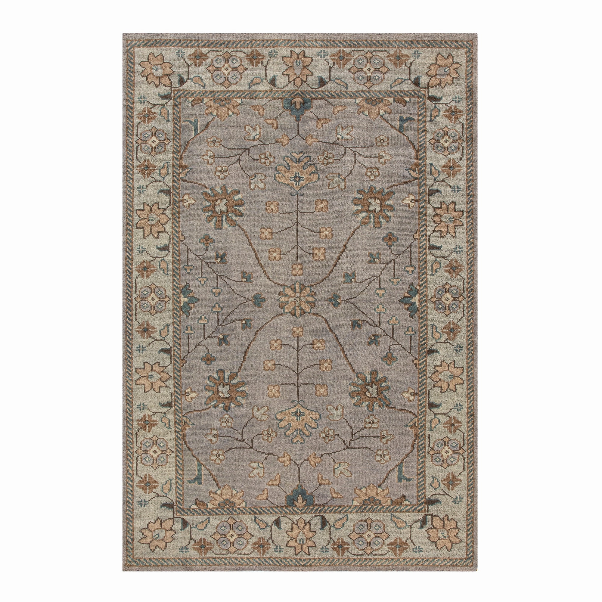Heritage Collection Florentine Ice Blue Premium Hand-Knotted New Zealand Wool Rug