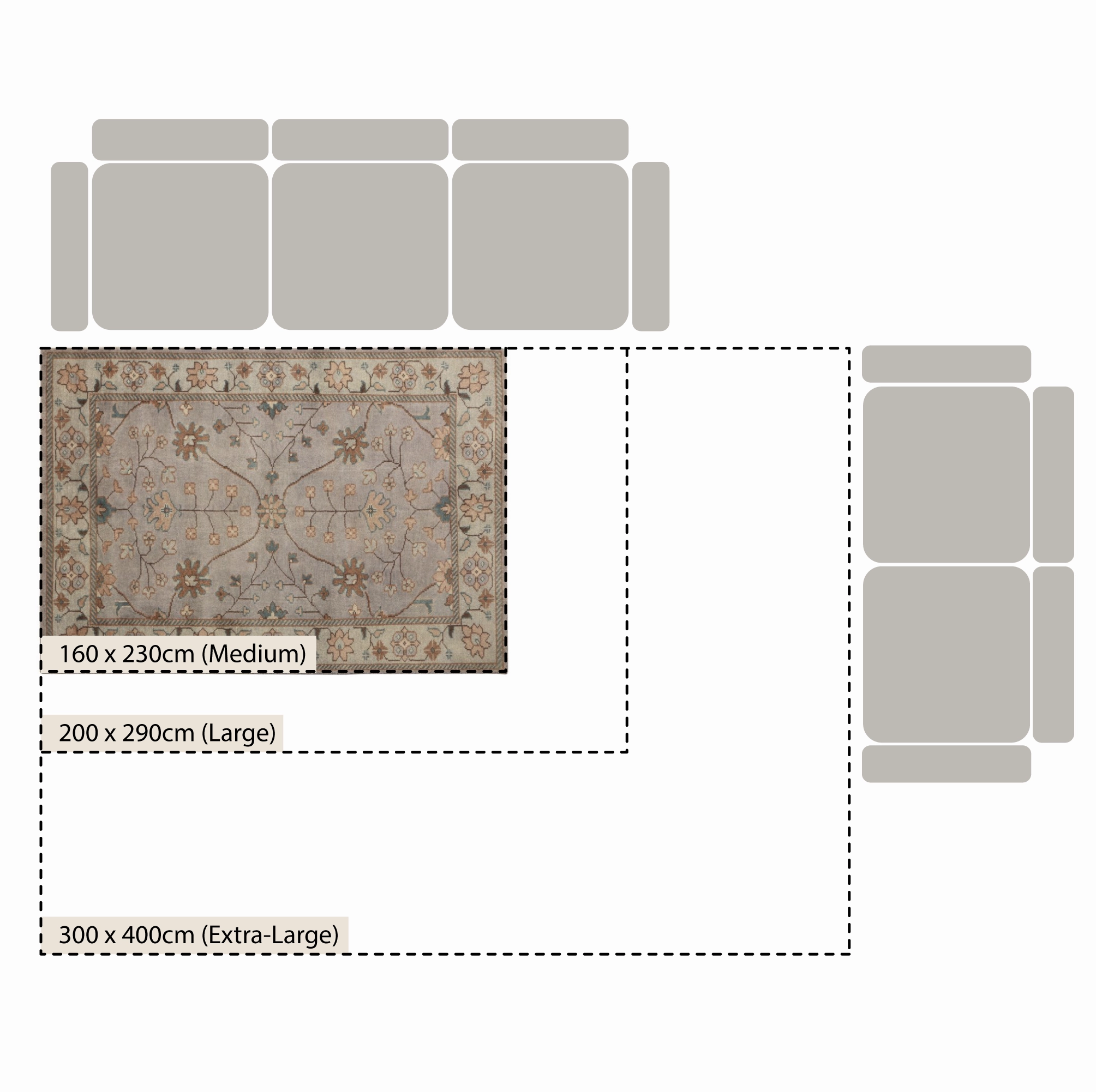Heritage Collection Florentine Ice Blue Premium Hand-Knotted New Zealand Wool Rug
