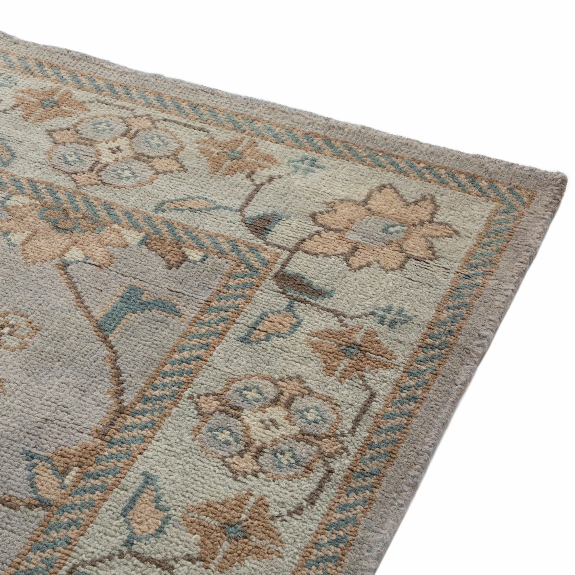Heritage Collection Florentine Ice Blue Premium Hand-Knotted New Zealand Wool Rug