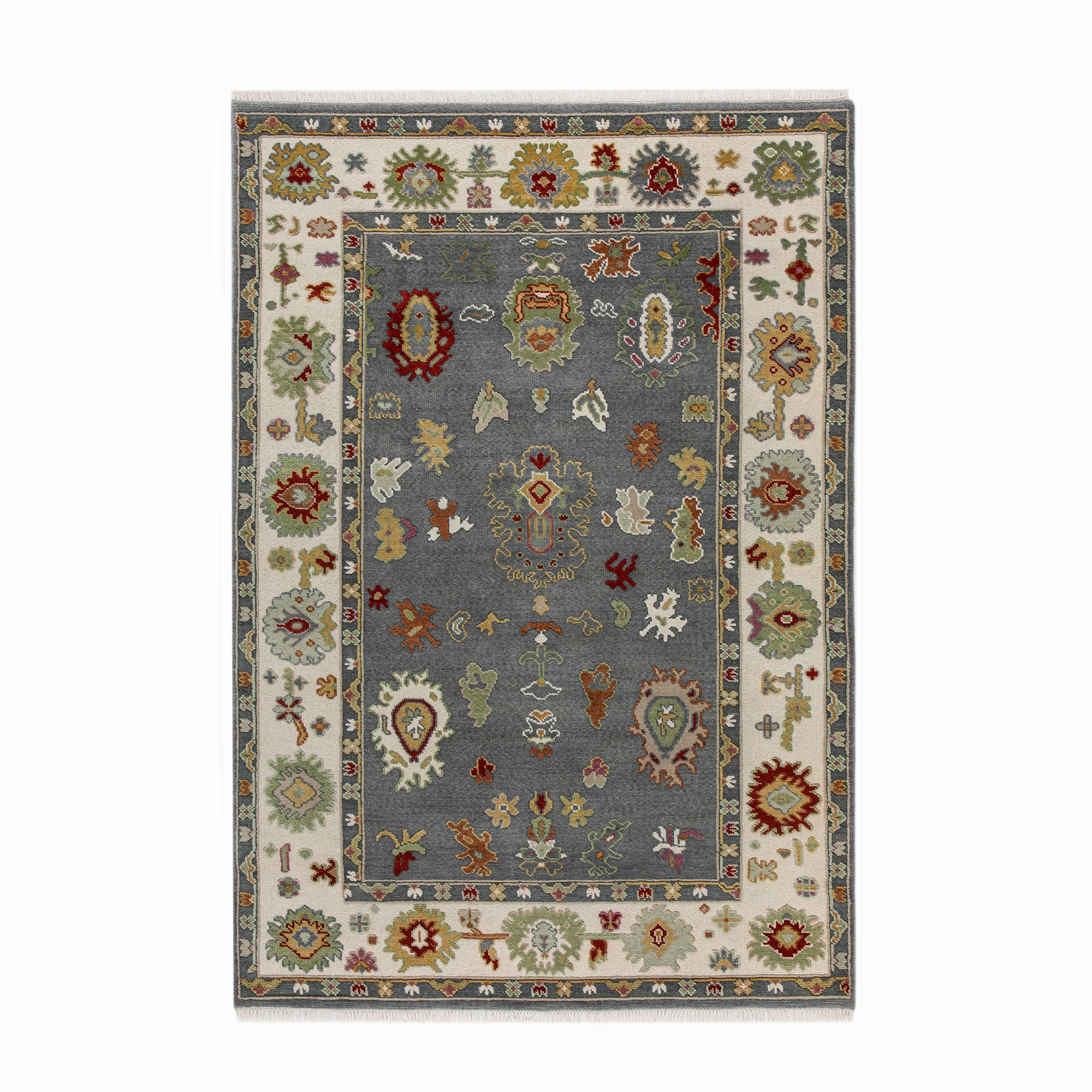 Heritage Collection Oushak Enchanted Floral Premium Hand-Knotted New Zealand Wool Rug