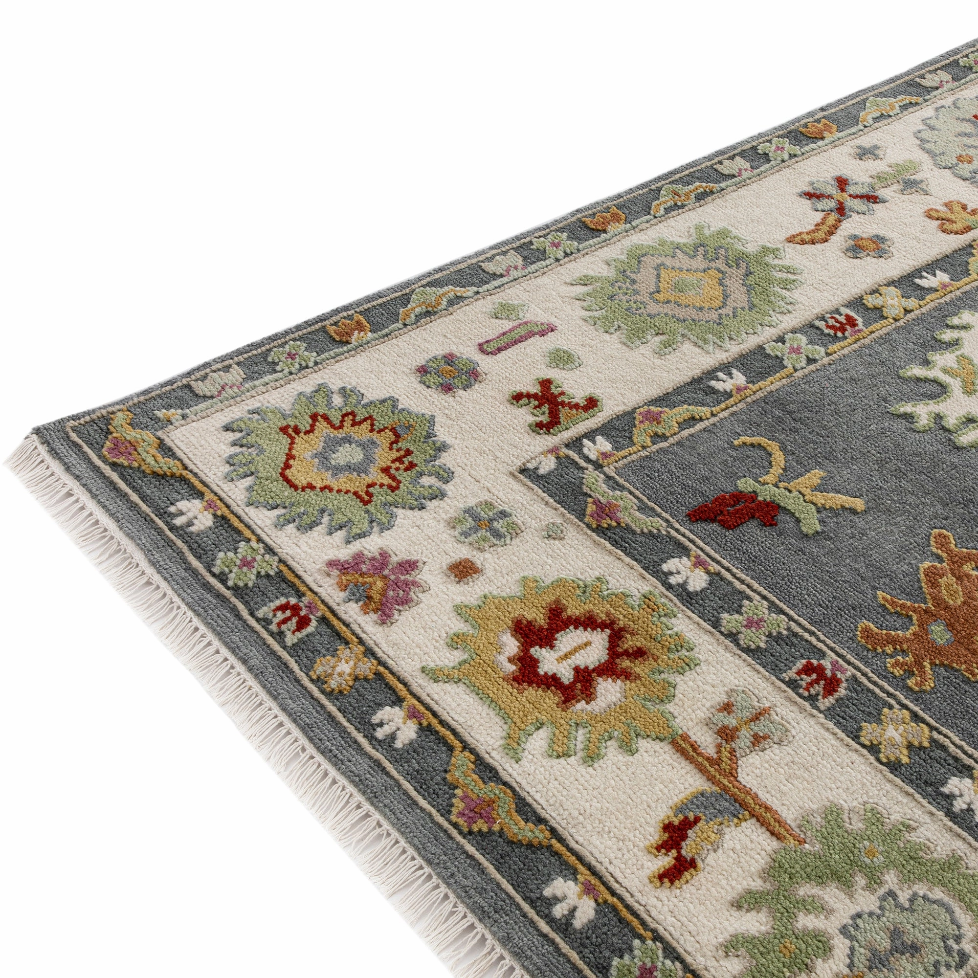 Heritage Collection Oushak Enchanted Floral Premium Hand-Knotted New Zealand Wool Rug