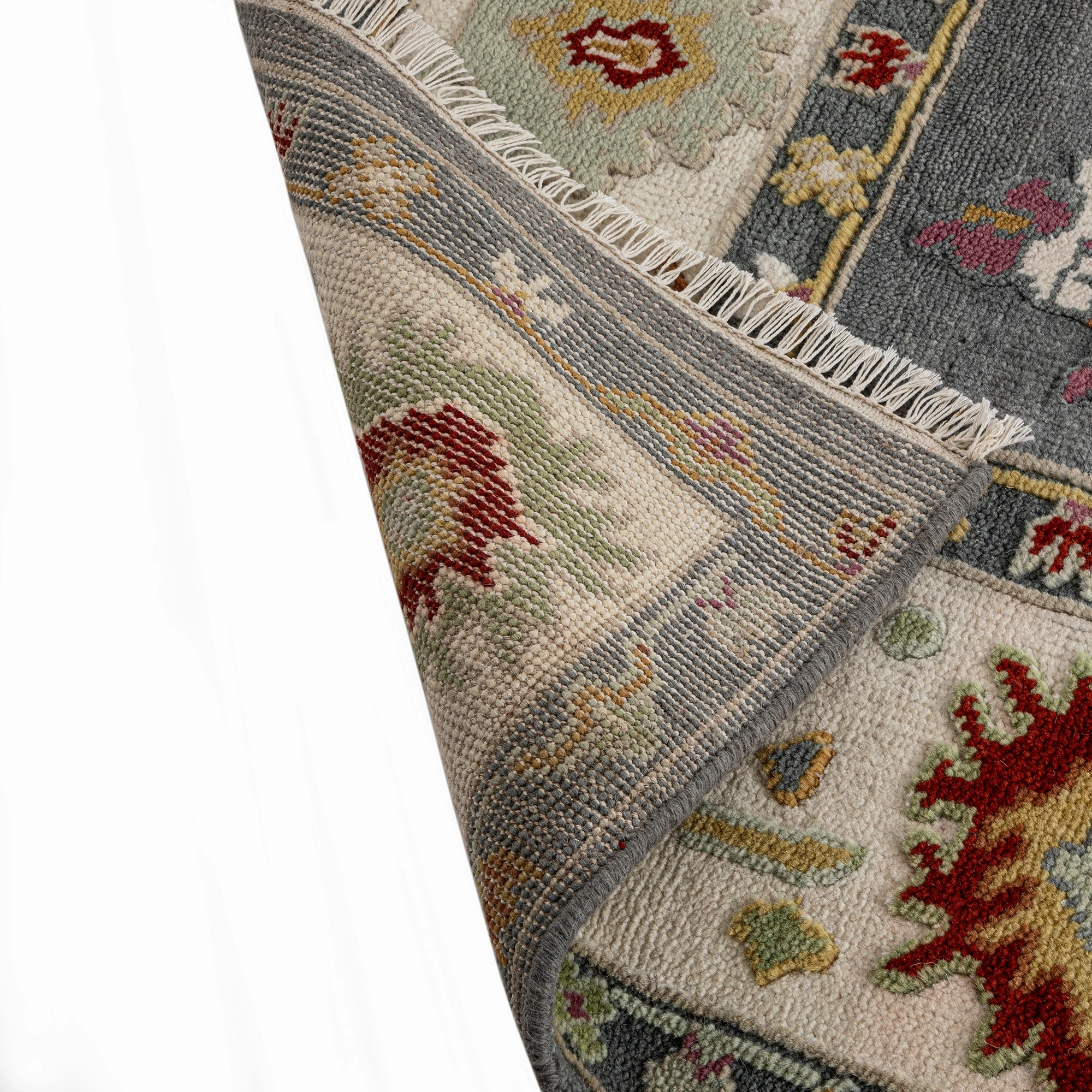 Heritage Collection Oushak Enchanted Floral Premium Hand-Knotted New Zealand Wool Rug
