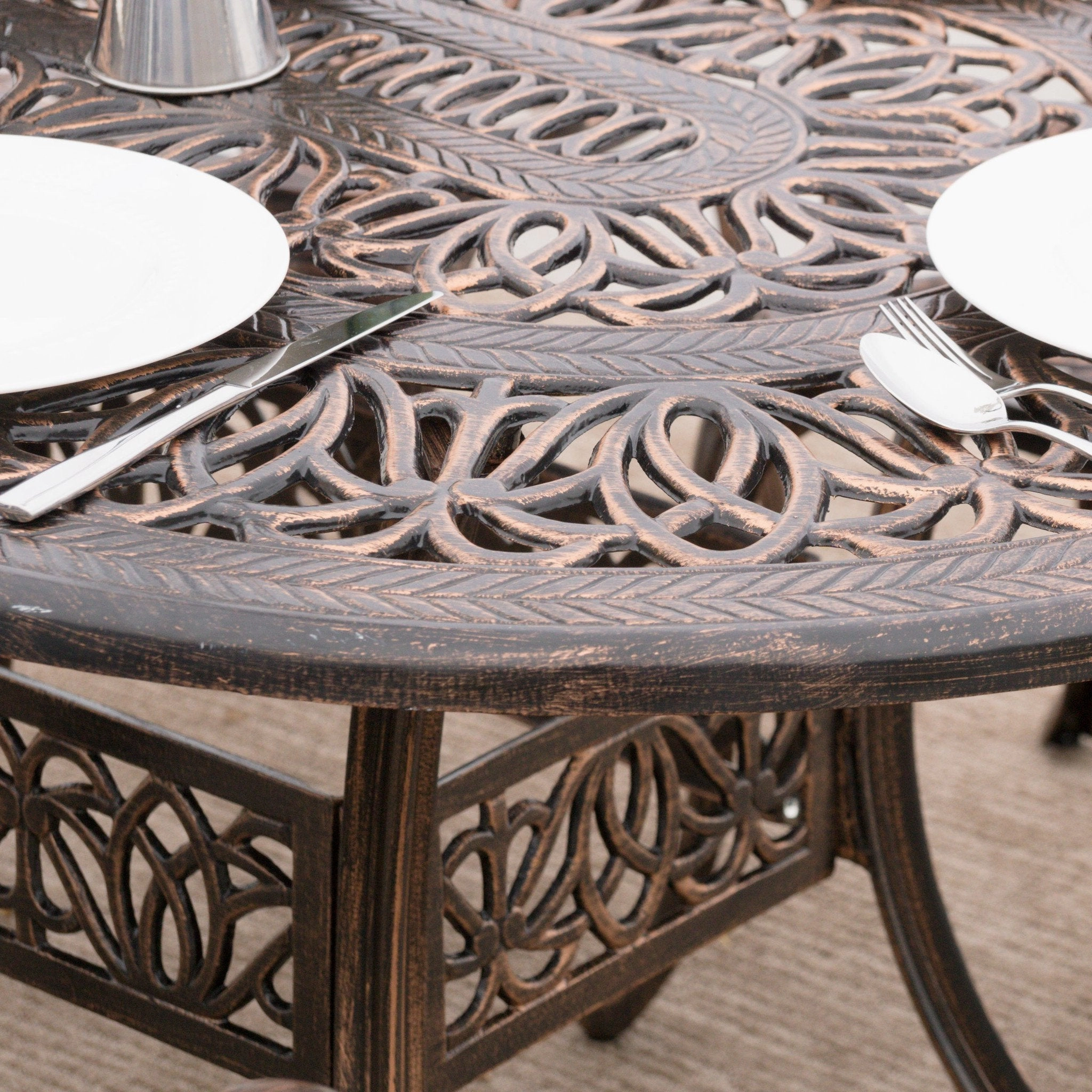 Home Haitian Outdoor Cast Aluminum Oval Dining Table - NH235692