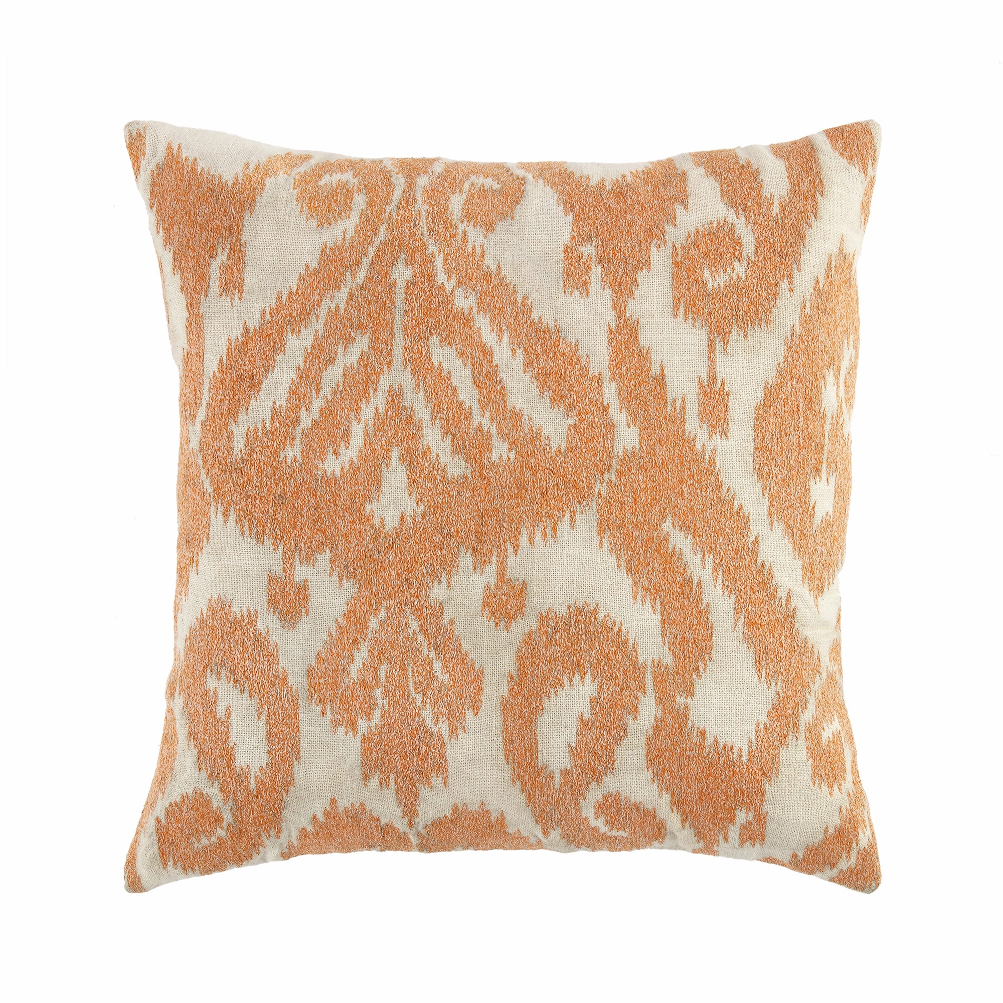 Ikat Collection Papaya Orange Hand Embroidered Cushion