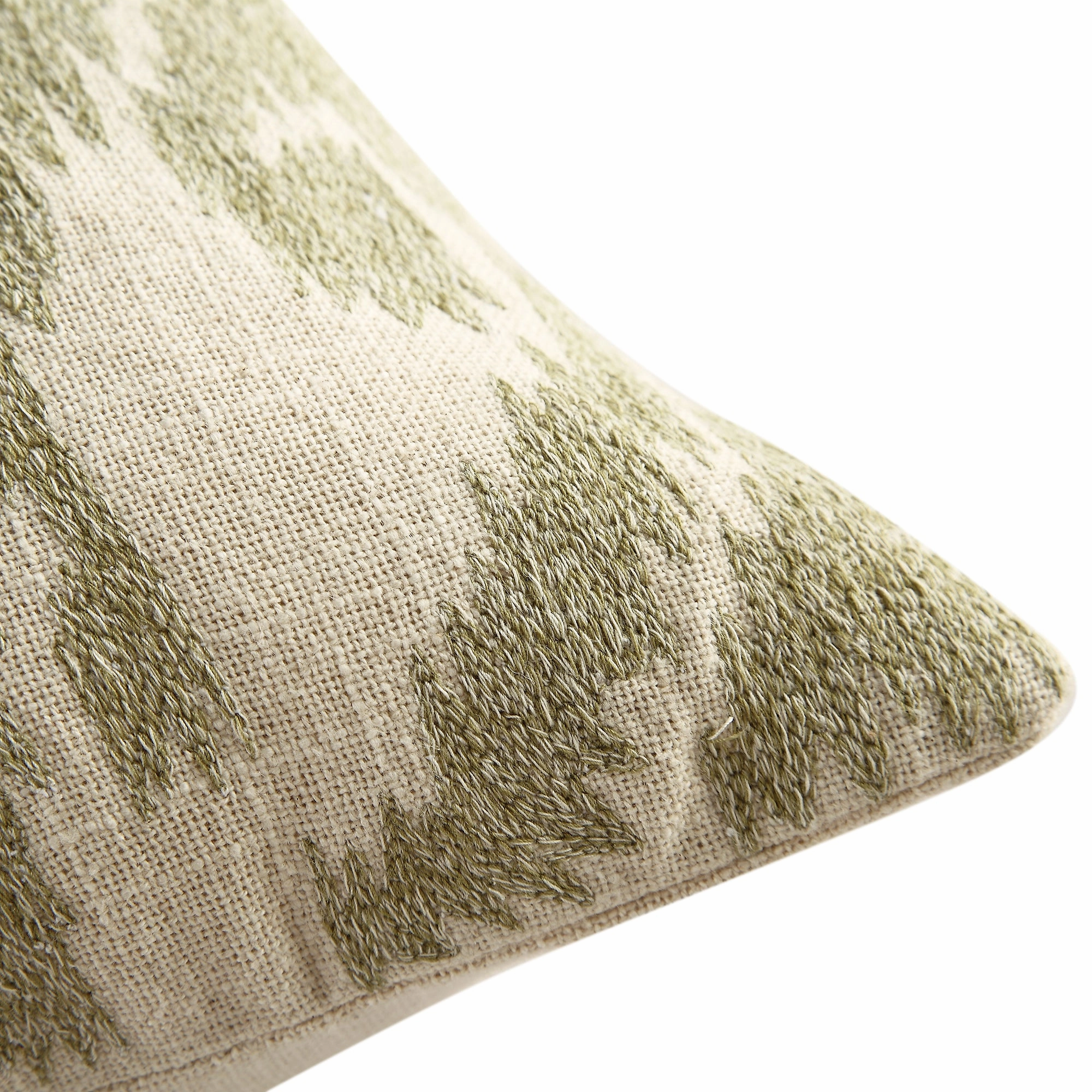 Ikat Collection Sage Green Hand Embroidered Cushion
