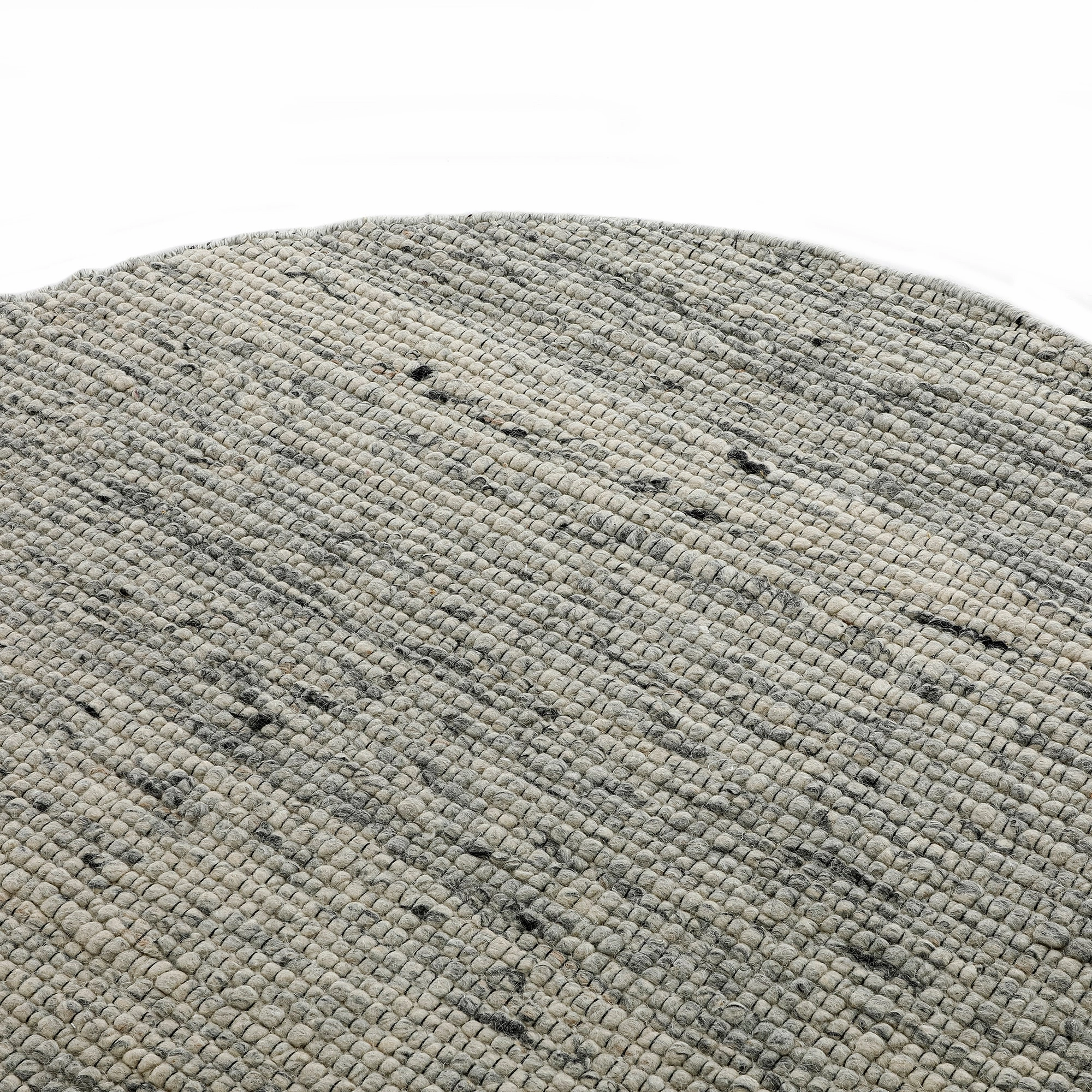 Indra Dark Grey Handwoven Wool Round Rug