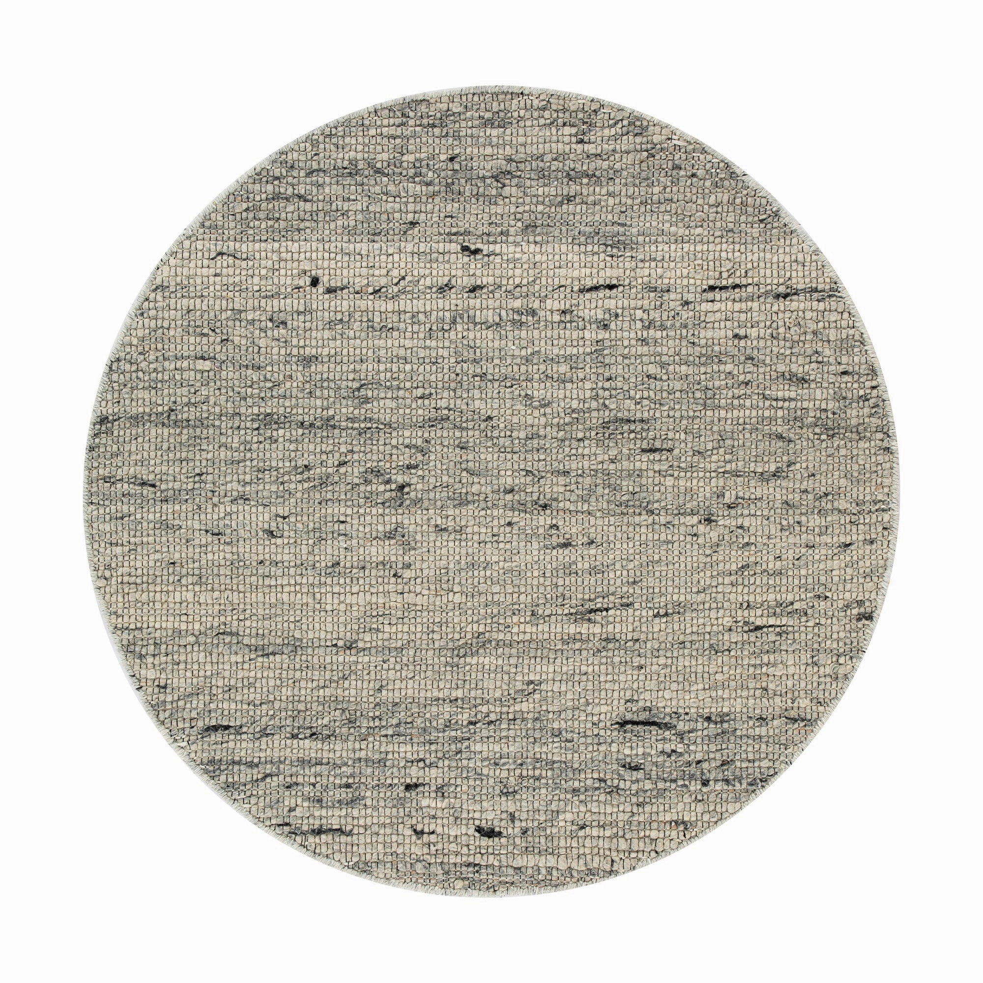 Indra Dark Grey Handwoven Wool Round Rug