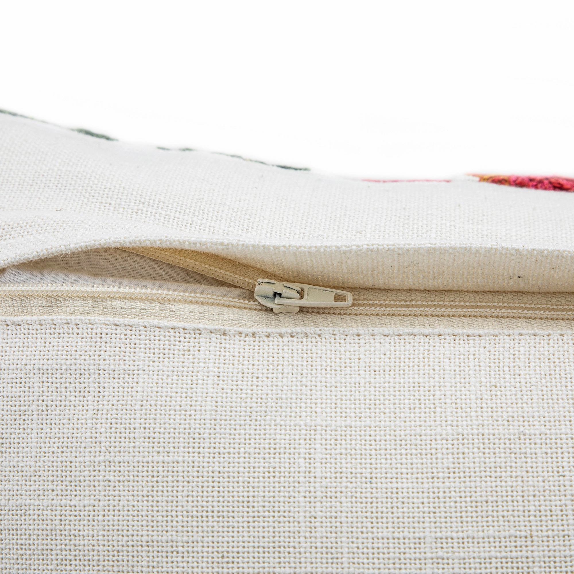 Indra Gardenia Pink Crewelwork Wool Embroidered Cushion