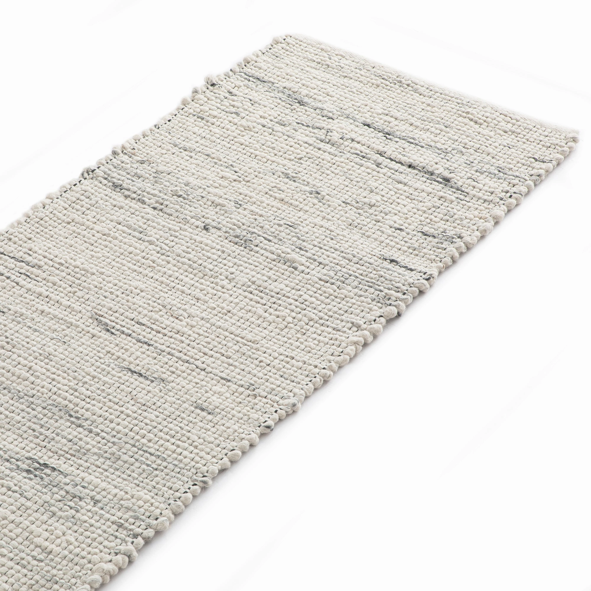 Indra Light Grey Handwoven Wool Runner