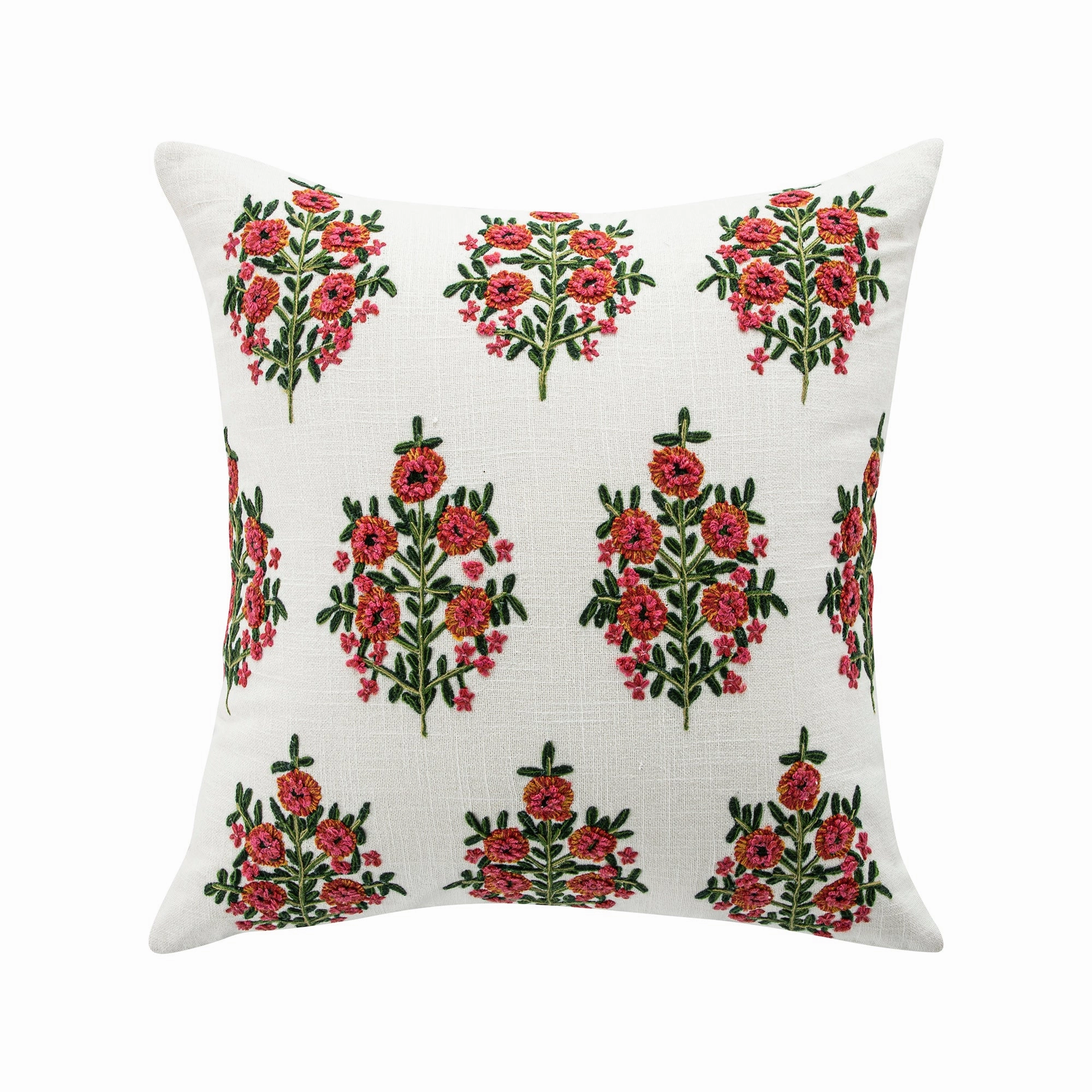 Indra Mughal Pink Wool Embroidered Cushion
